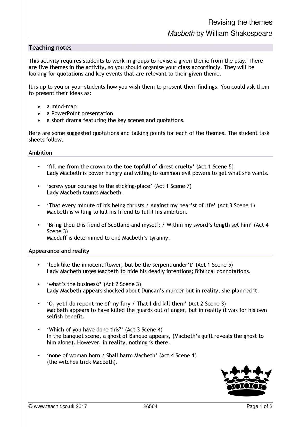 Act English Practice Worksheets Pdf Along with Ks4 Plays Macbeth
