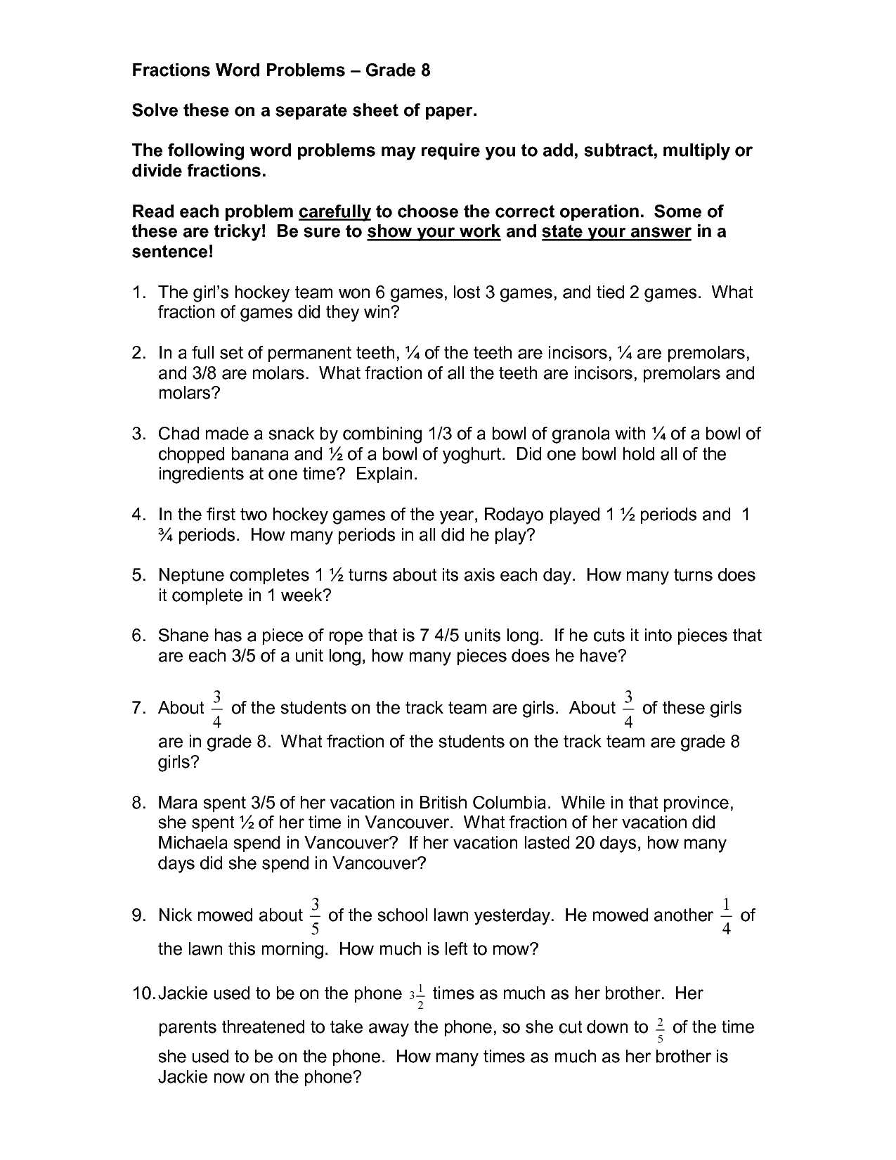 Adding and Subtracting Integers Word Problems Worksheet with Collection Of Division and Multiplication Fraction Word Problems