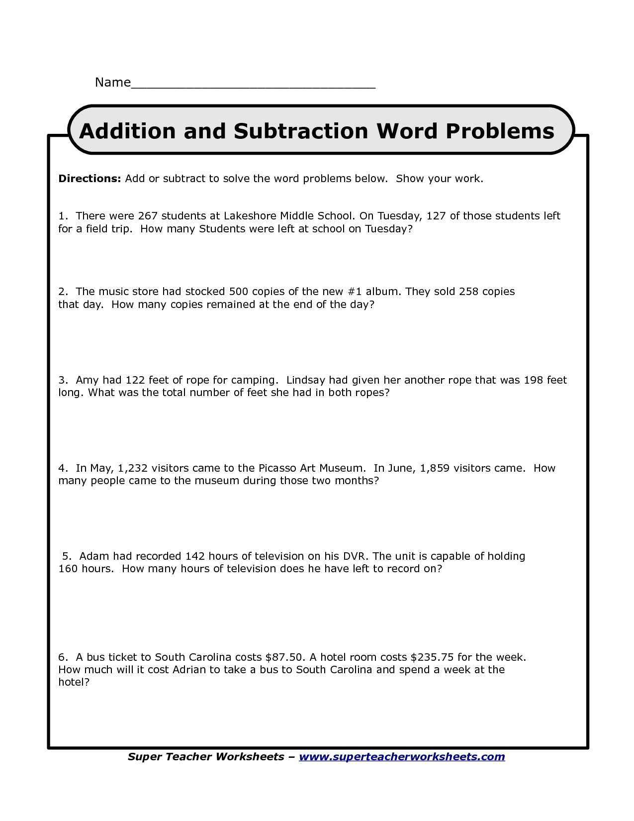 Adding and Subtracting Integers Word Problems Worksheet with Free Worksheets Library Download and Print Worksheets