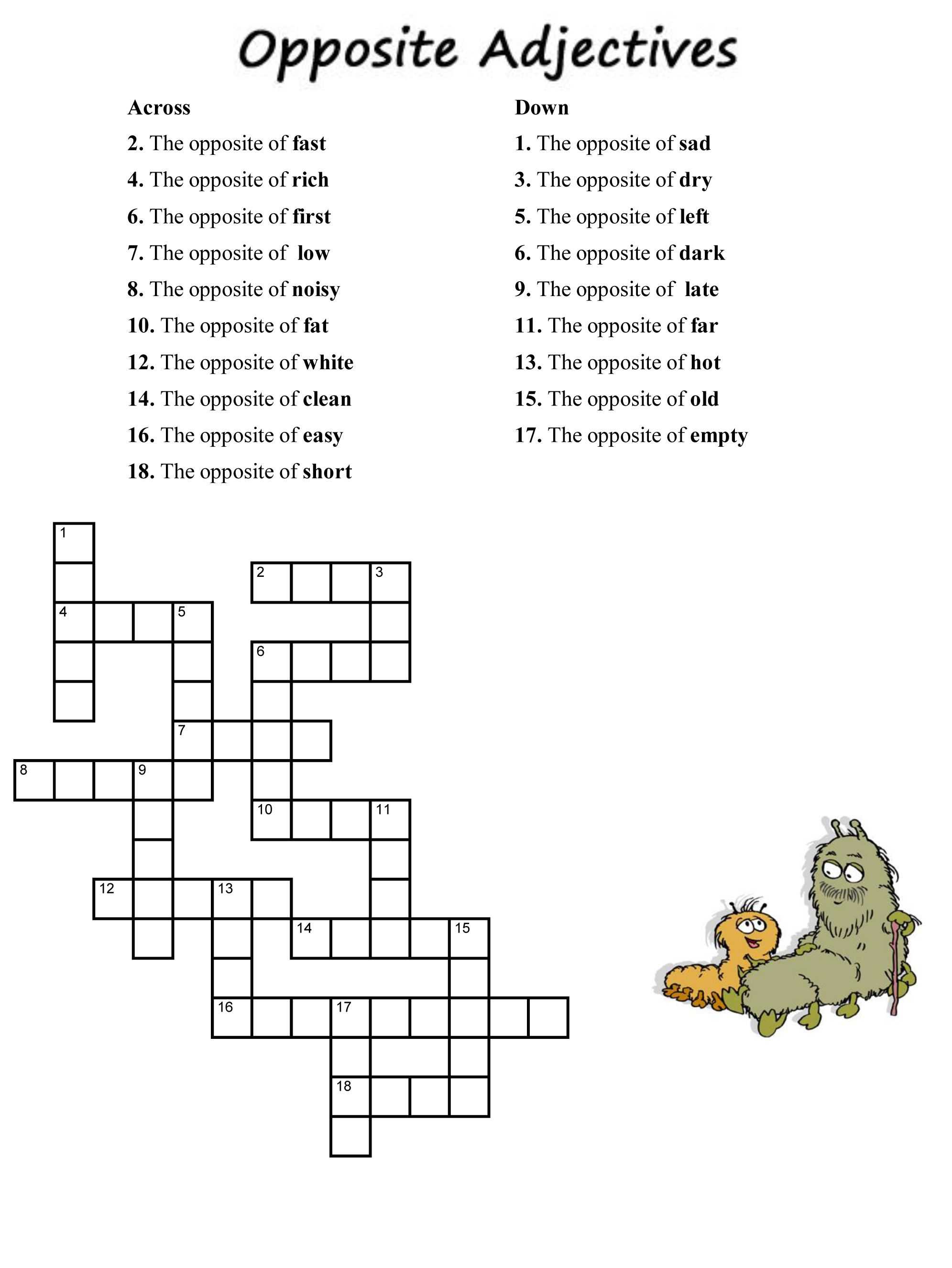 Adjectives Worksheet 3 Spanish Answers as Well as Adjectives Worksheets Crossword
