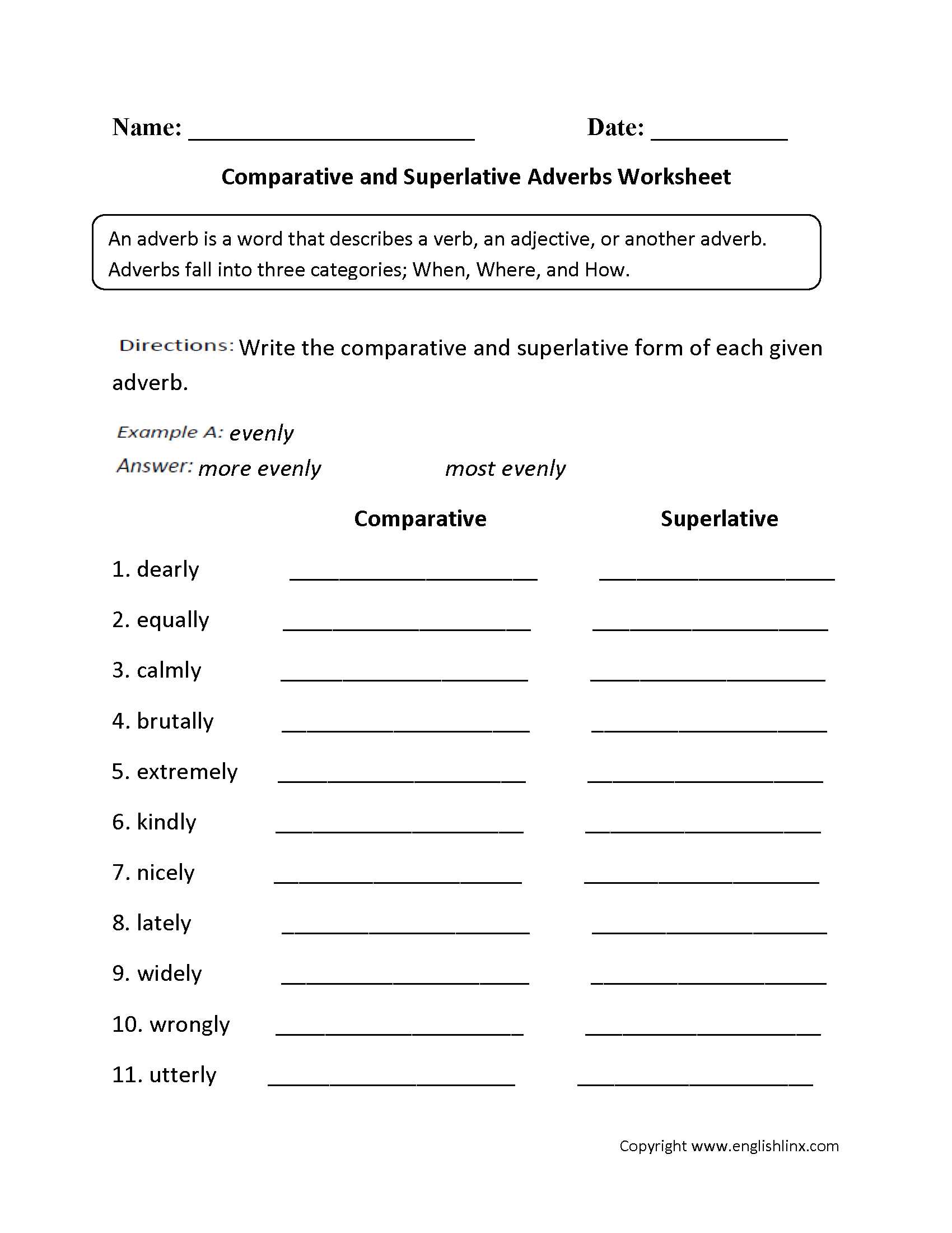 Adjectives Worksheet 3 Spanish Answers with Adjectives Worksheets Bogglesworld