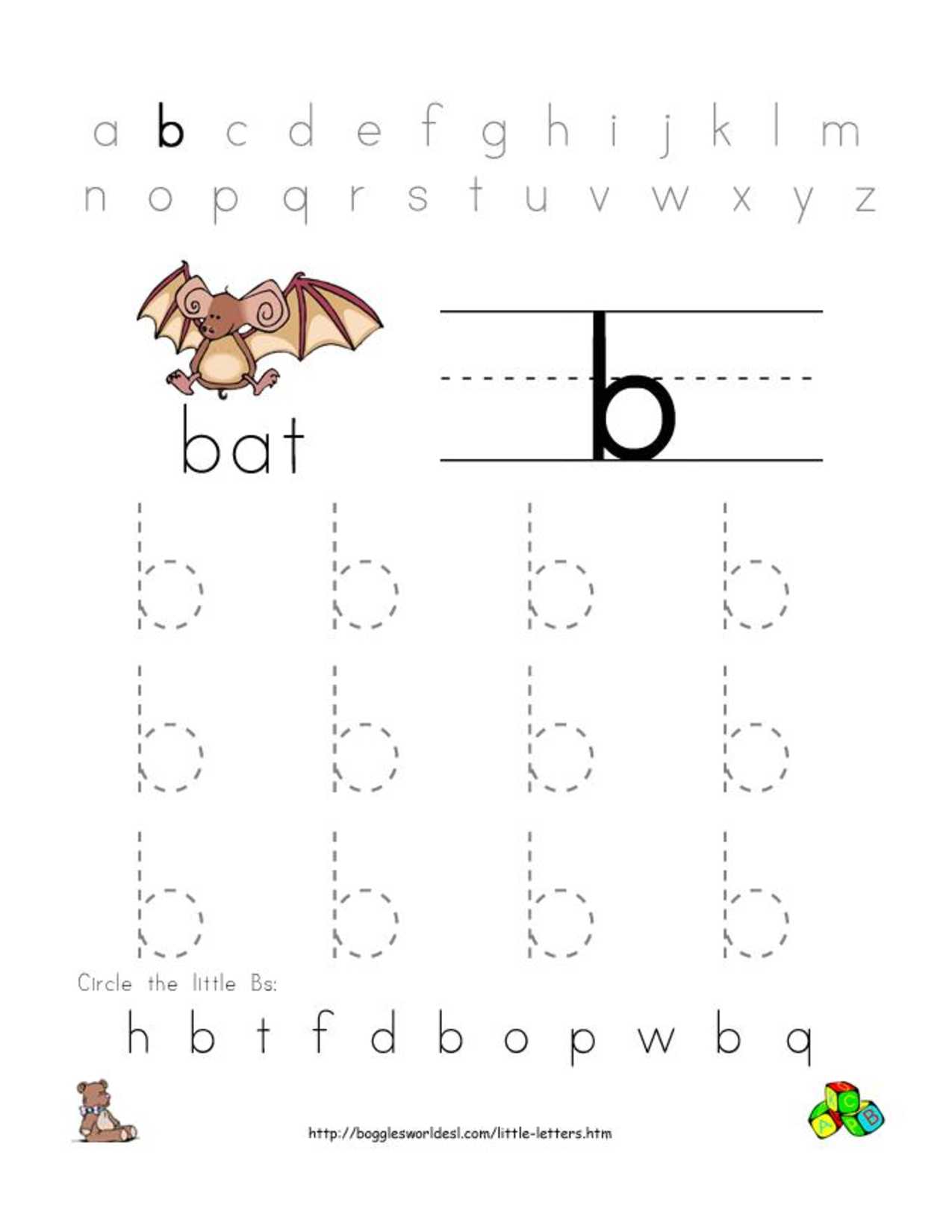 Alphabet Recognition Worksheets for Kindergarten or Letter B Worksheet for Pre K Kidz Activities