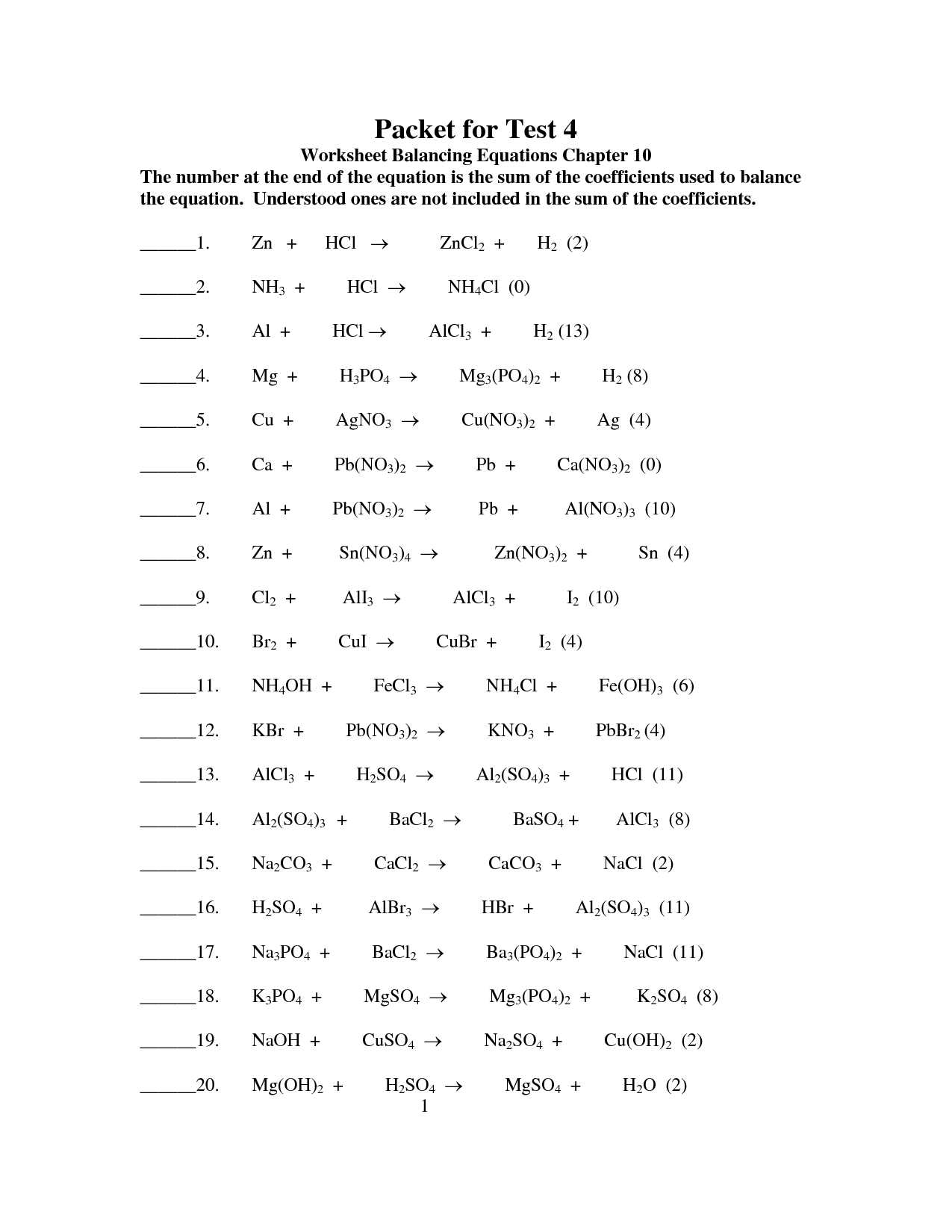 Balancing Act Worksheet Answers Also 17 Best Of Balancing Chemical Equations Worksheet 1
