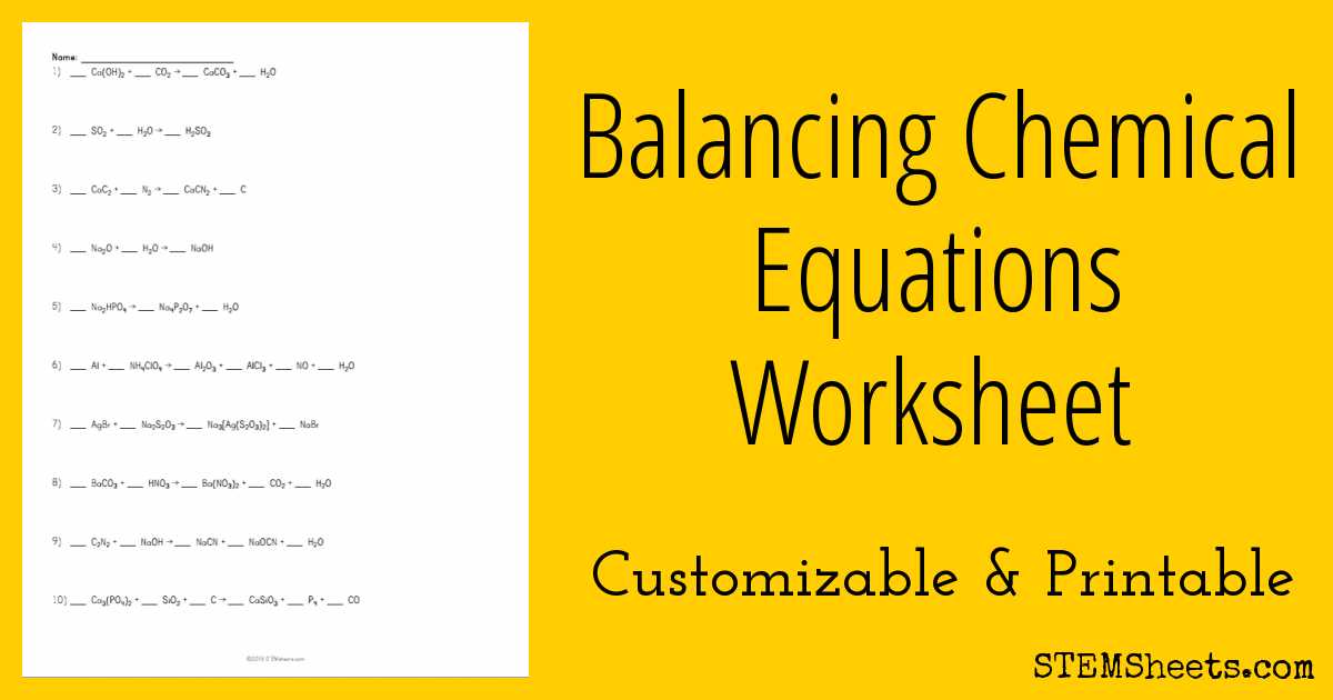 Balancing Equations Worksheet Answers Chemistry Also Balancing Chemical Equations Worksheet