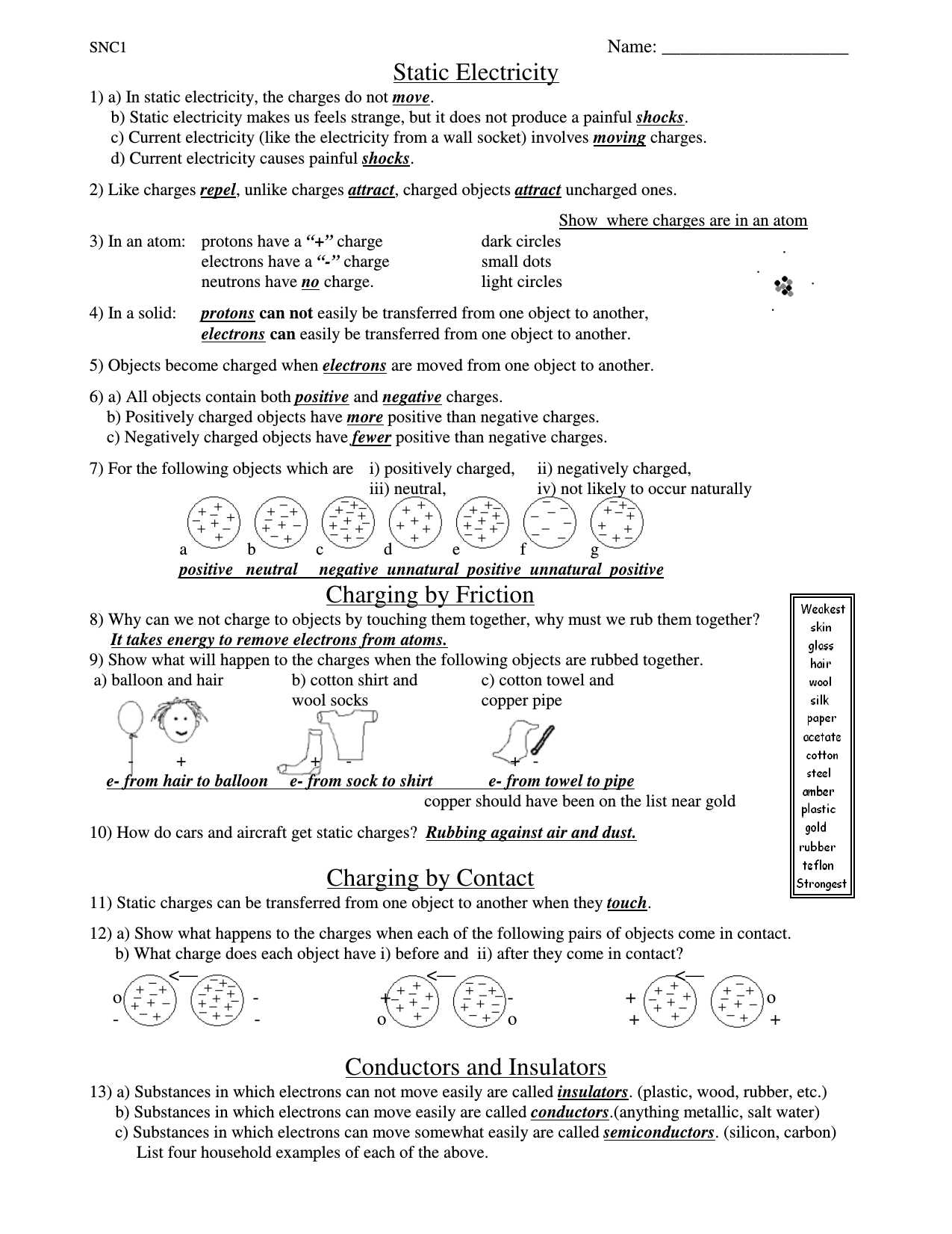 Bill Nye Energy Worksheet Answers and Bill Nye the Science Guy Static Electricity Worksheet Answers