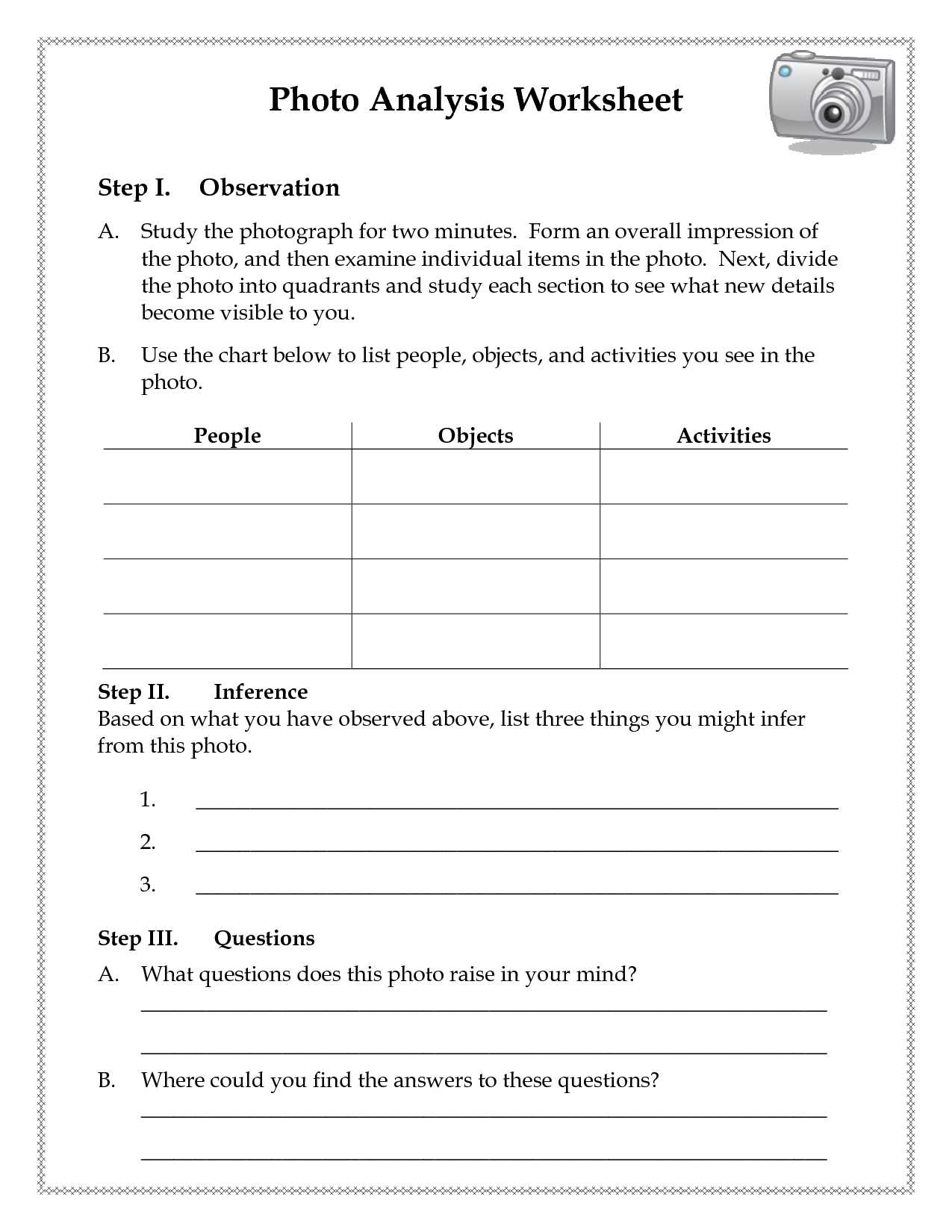 Bill Of Rights Amendments Worksheet with Analysis Worksheet Step I Observation A Study the Photograph