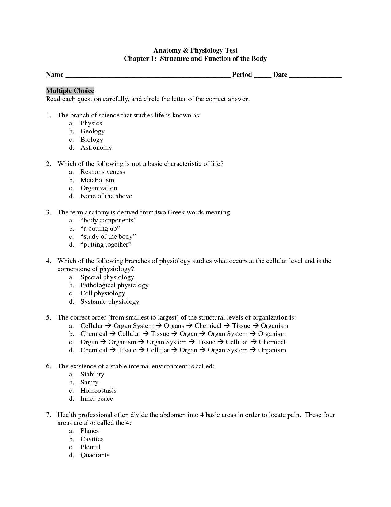 Brain Stretcher Worksheets Answers with Ausgezeichnet Anatomy and Physiology Chapter 3 Cells and Tissues