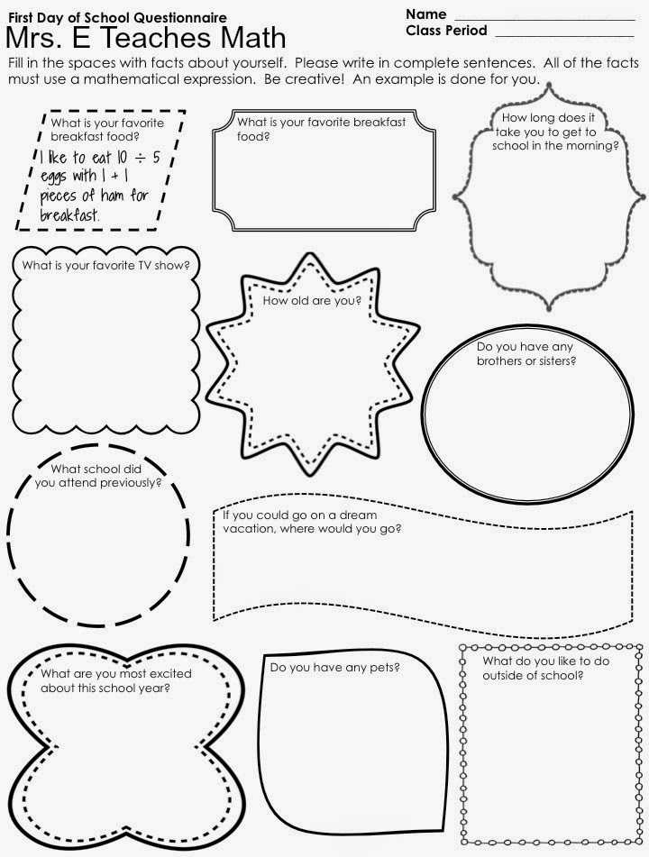 Brain Teasers Worksheet Answers Also Mrs E Teaches Math First Day Of School Activities