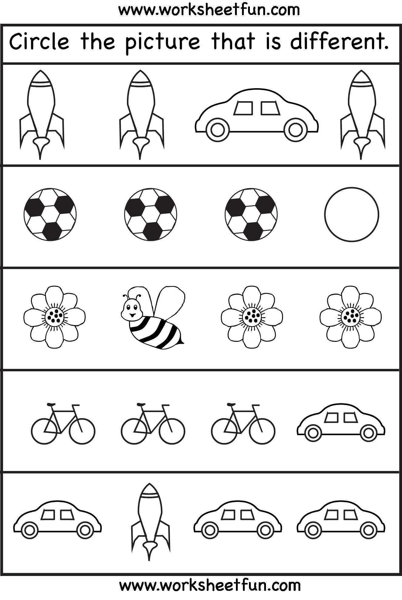 Circles Worksheet Answers and School Bag Worksheet Valid Circle the Picture that is Different 4