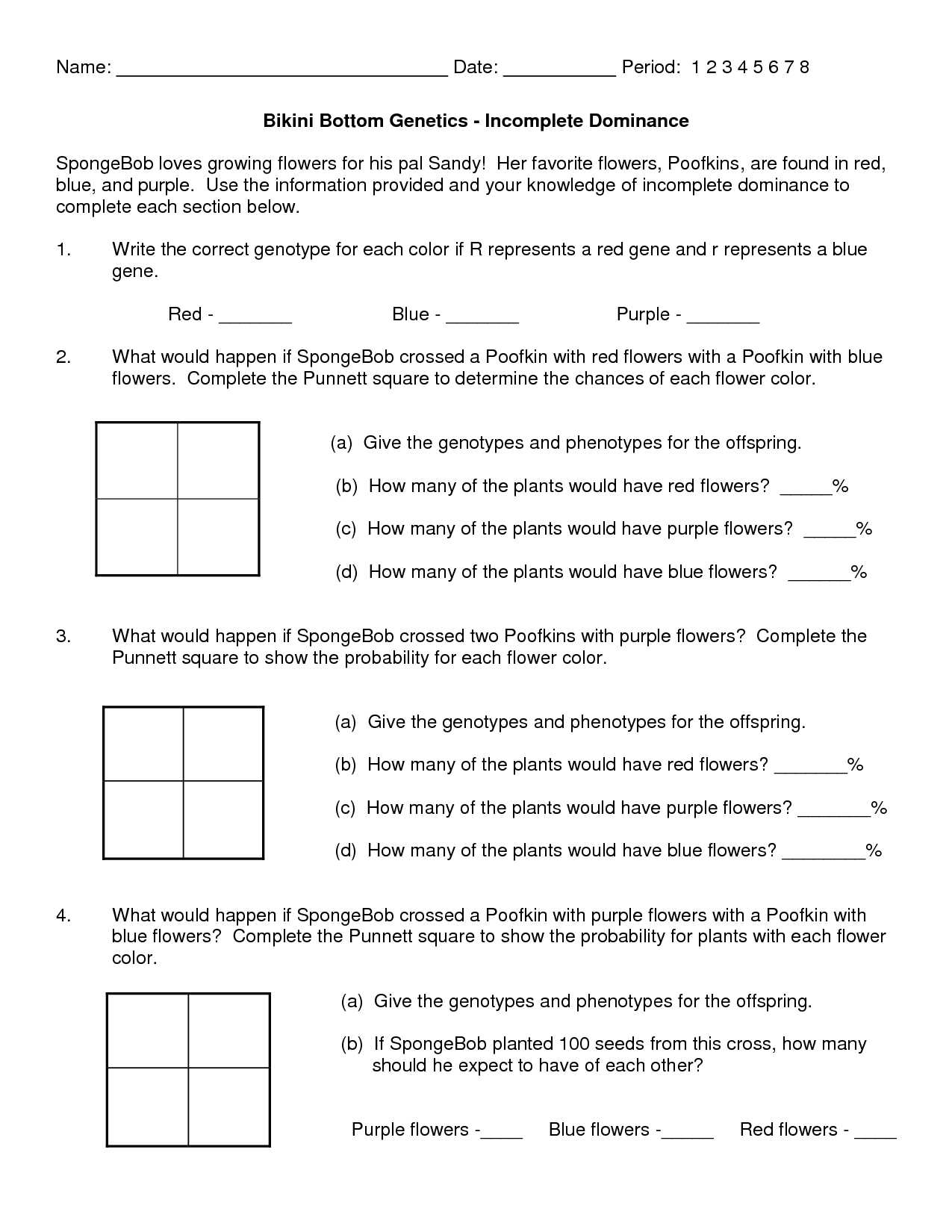 Codominance Incomplete Dominance Worksheet Answers as Well as 48 In Plete and Codominance Worksheet Answers Worksheets