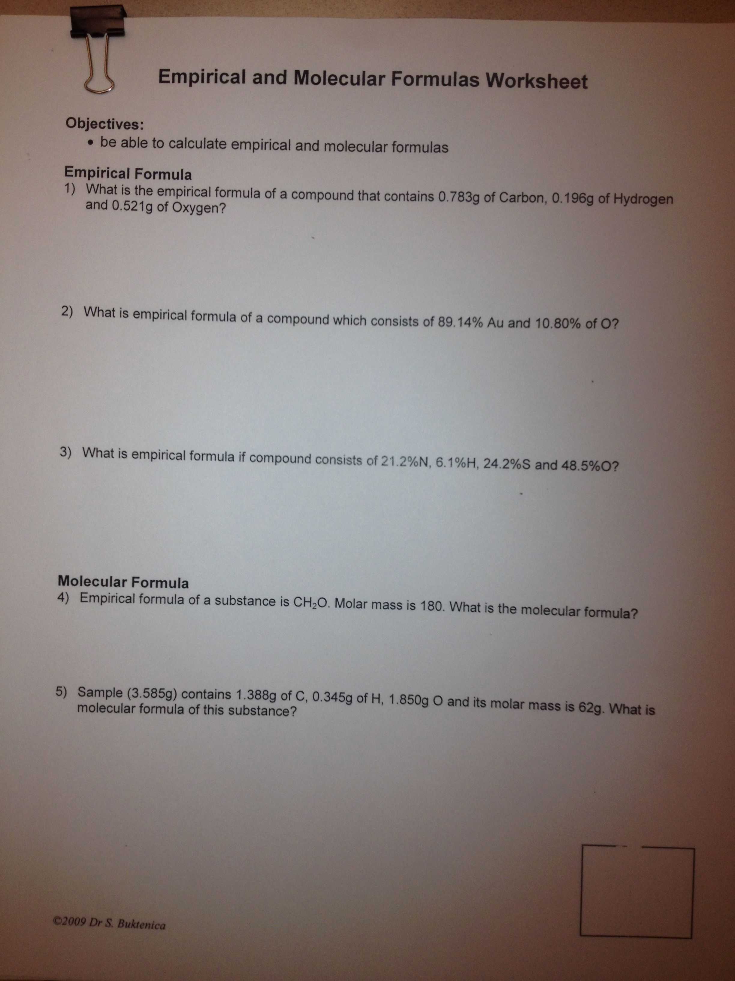 Computing formula Mass Worksheet with assignments