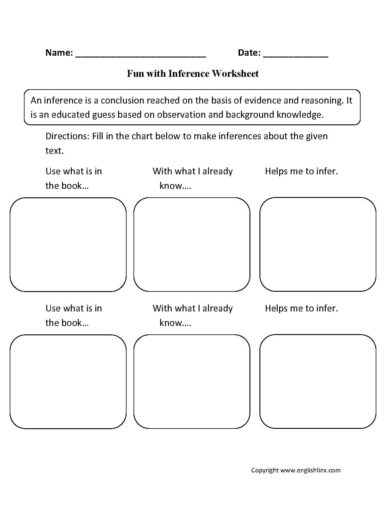 Critical Thinking Worksheets with Fun with Inference Worksheets Inference Lessons