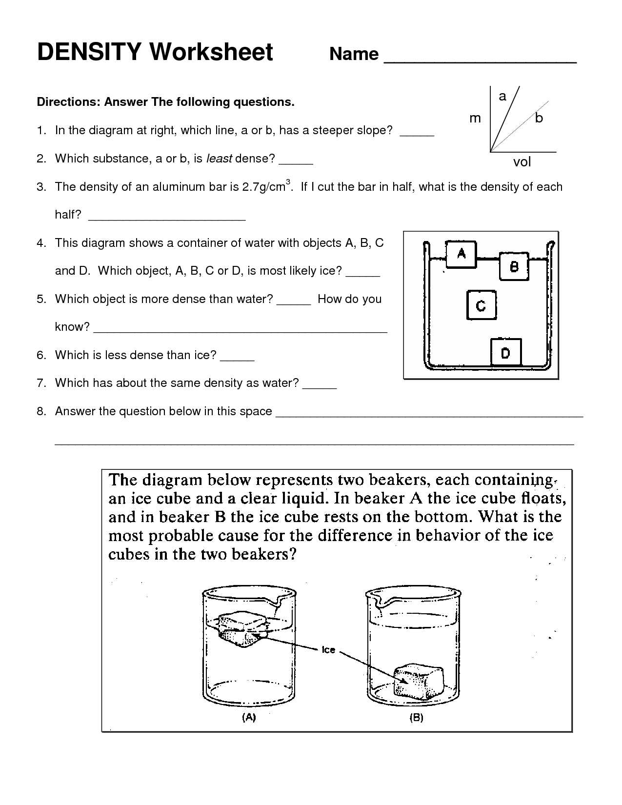 Density Worksheet Answers Chemistry together with 20 Beautiful Density Worksheet Define Mass Pics