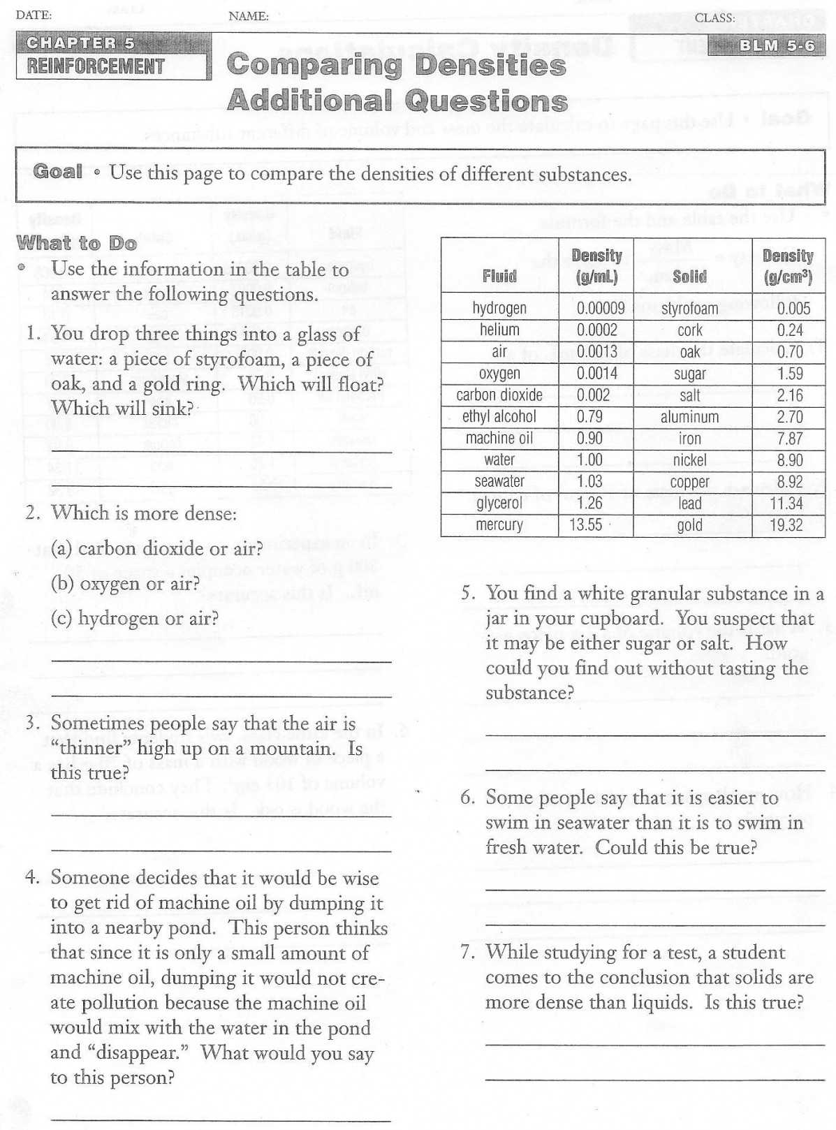 Density Worksheet Answers Chemistry together with 8th Grade Density Worksheet New Worksheet Density Calculation