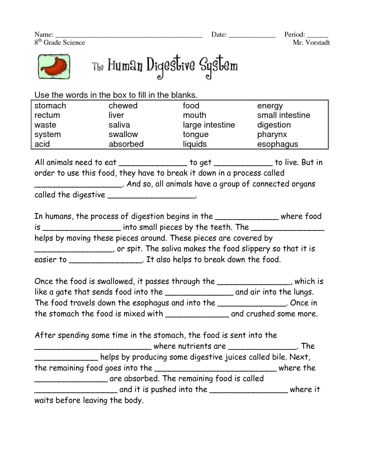 Digestive System Worksheet Answers Also What Am I Science Worksheet Answers Fresh Food Digestion Worksheets
