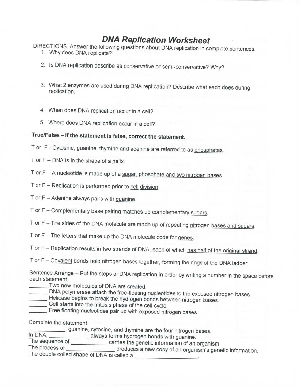 Dna Replication Coloring Worksheet Answer Key with Dna Replication Review Worksheet Choice Image Worksheet for Kids