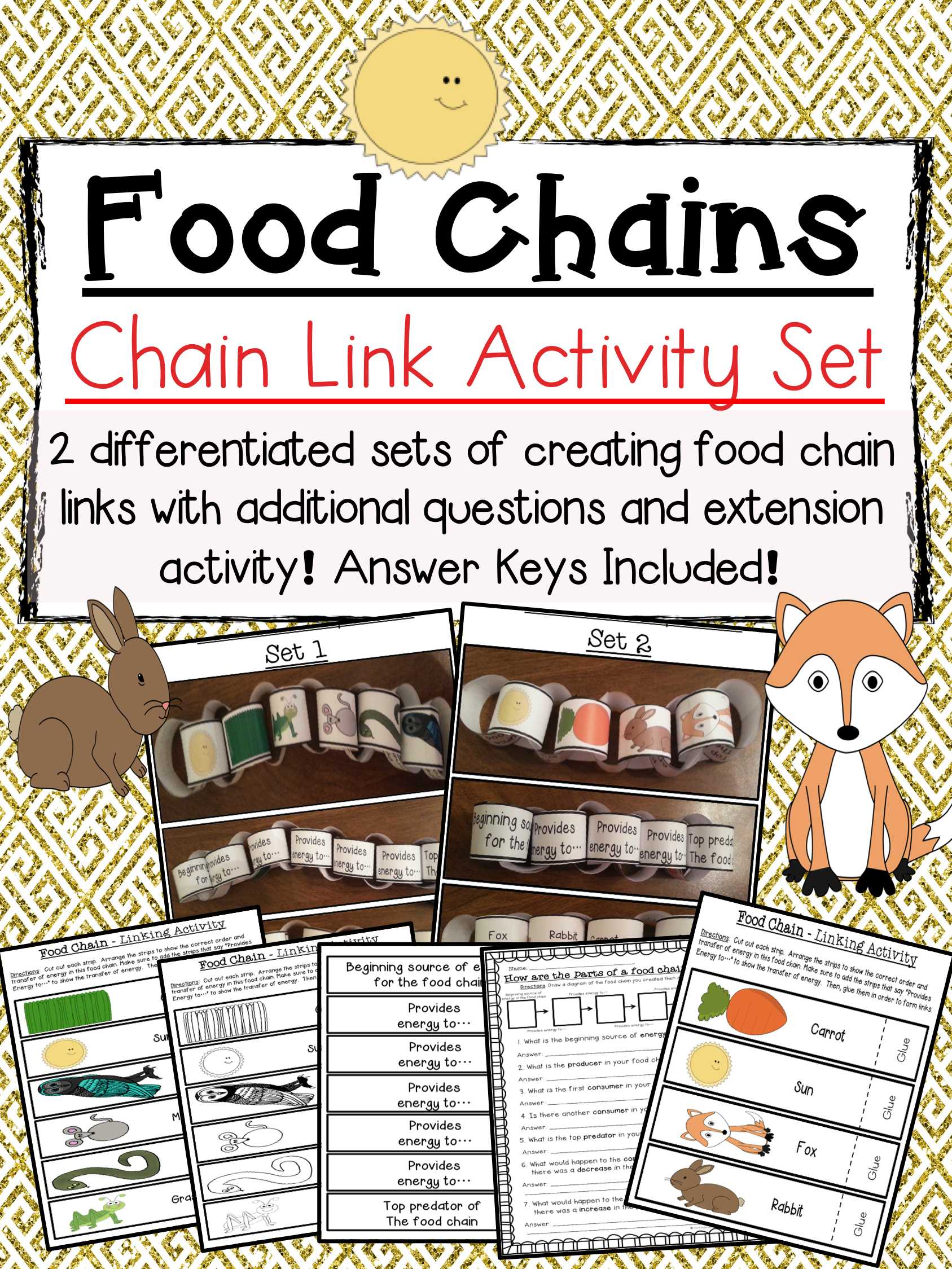 Energy Transfer In the atmosphere Worksheet Answers Along with Food Chain Links Activity Set Pinterest