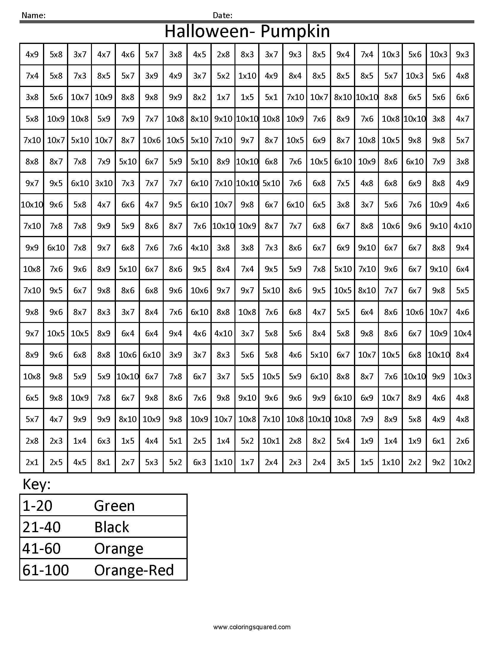 Equivalent Expressions Worksheet Along with Halloween Pumpkin Holiday Multiplication Pinterest