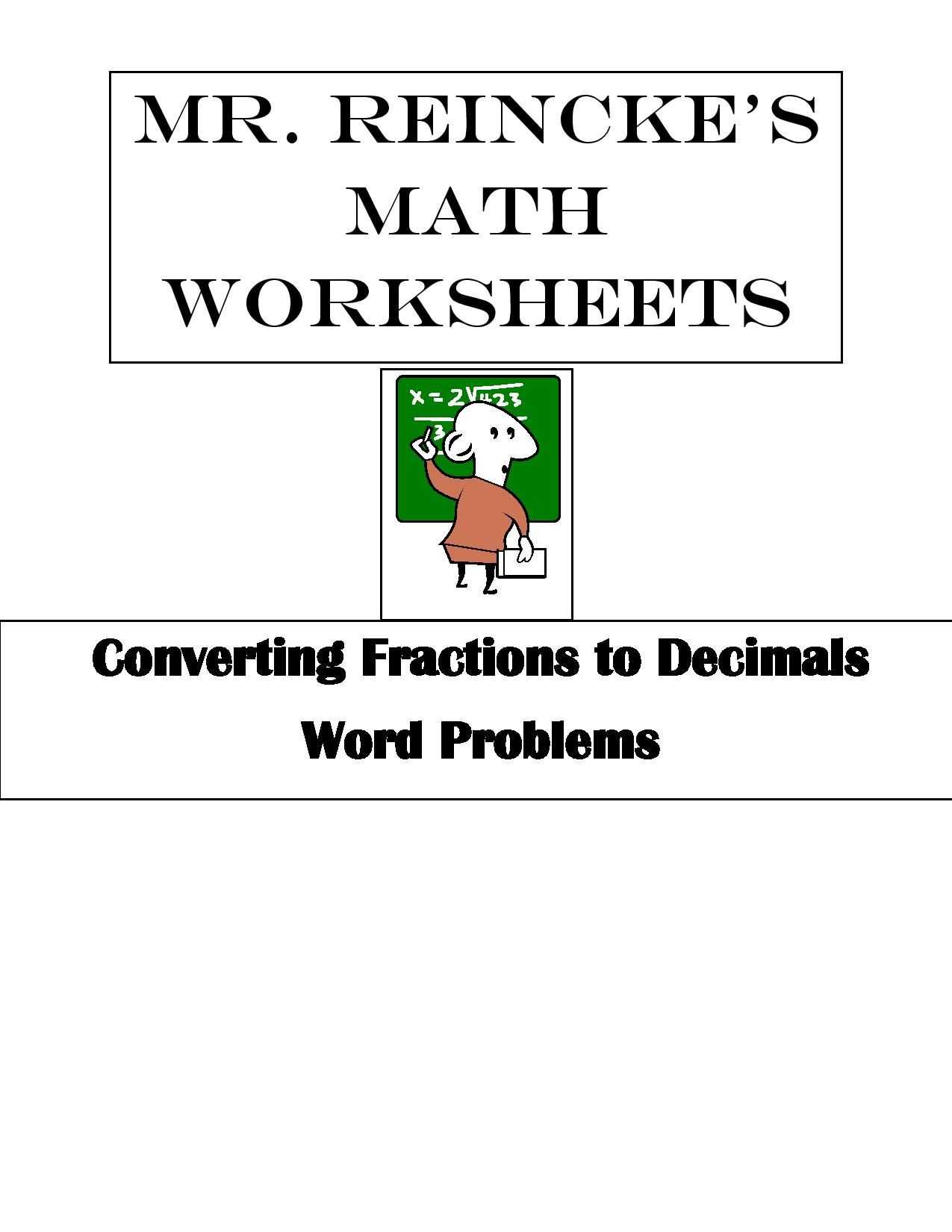Equivalent Expressions Worksheet or Converting Fractions to Decimals Word Problems 4 Worksheets