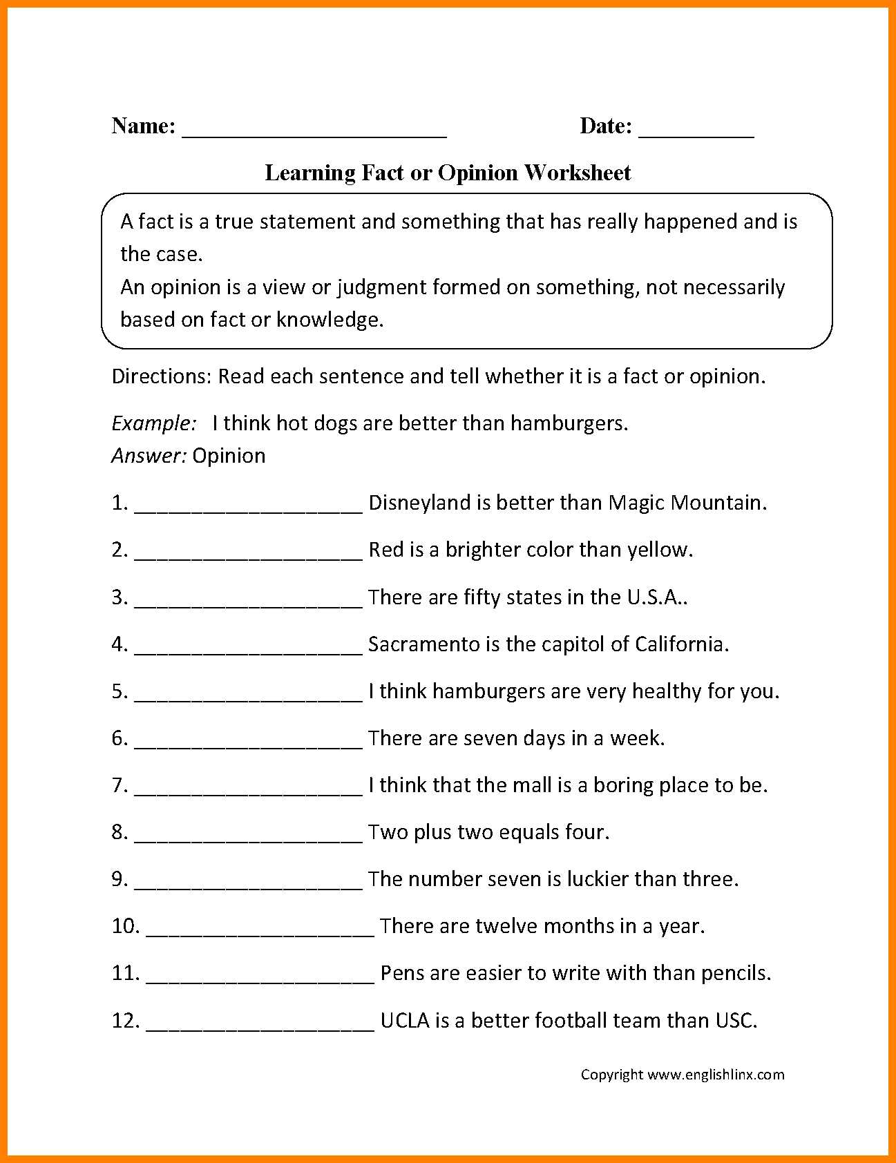 Evolution by Natural Selection Worksheet with 12 Fact Vs Opinion Worksheet