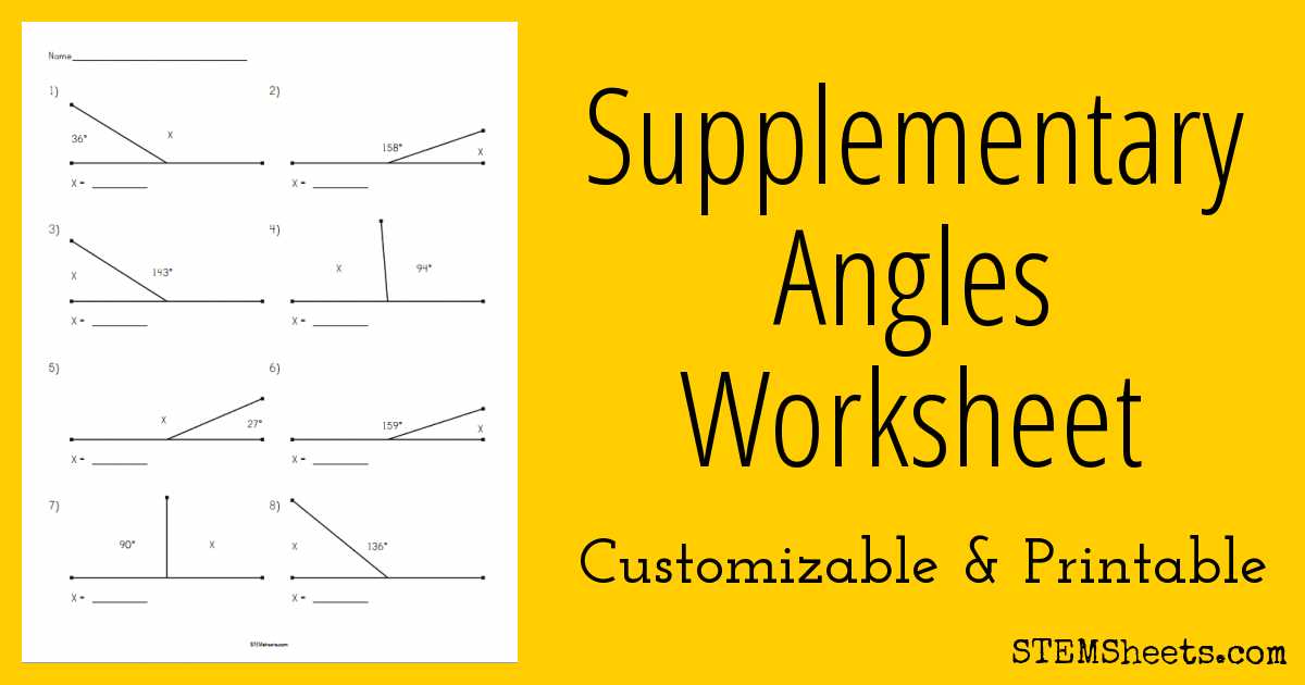 Finding Missing Angles Worksheet with Supplementary Angles Worksheet