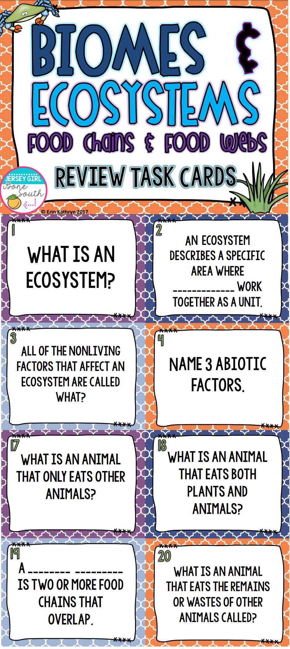 Food Web Worksheet Answers Along with Ecosystems Biomes Food Chains and Food Webs Review Task Cards Set