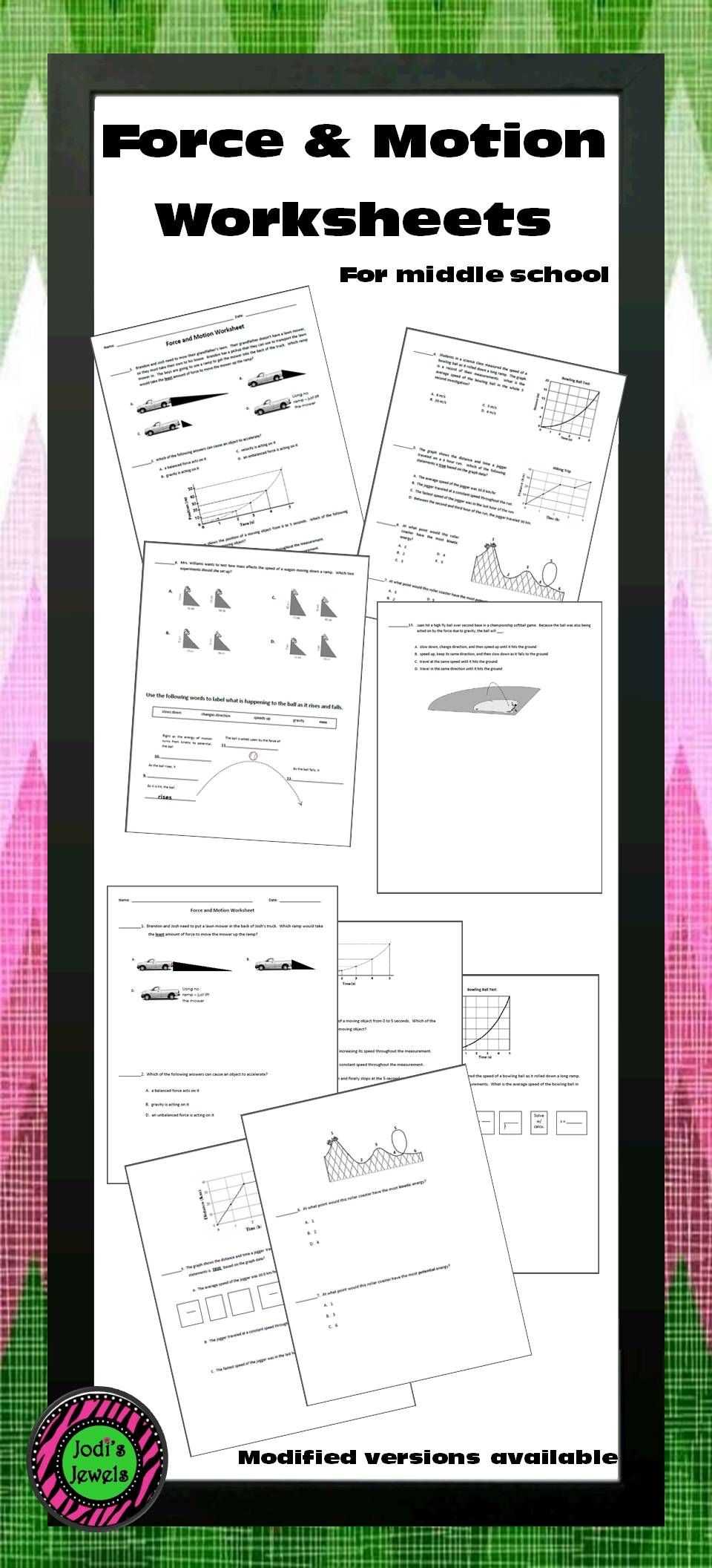 Forces Worksheet 1 Answer Key as Well as force and Motion Worksheet Pinterest