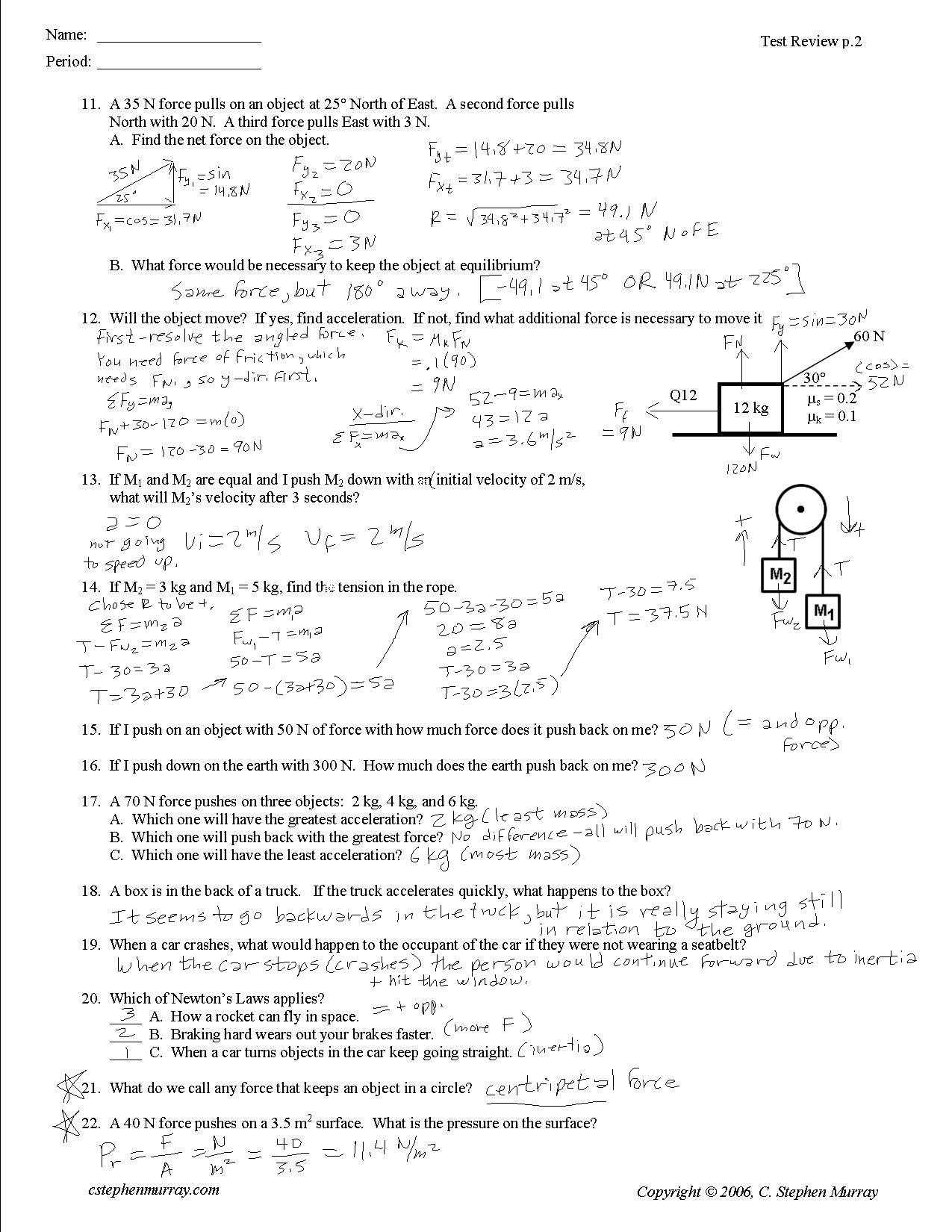 Forces Worksheet 1 Answer Key together with force and Motion Review Worksheets the Best Worksheets Image