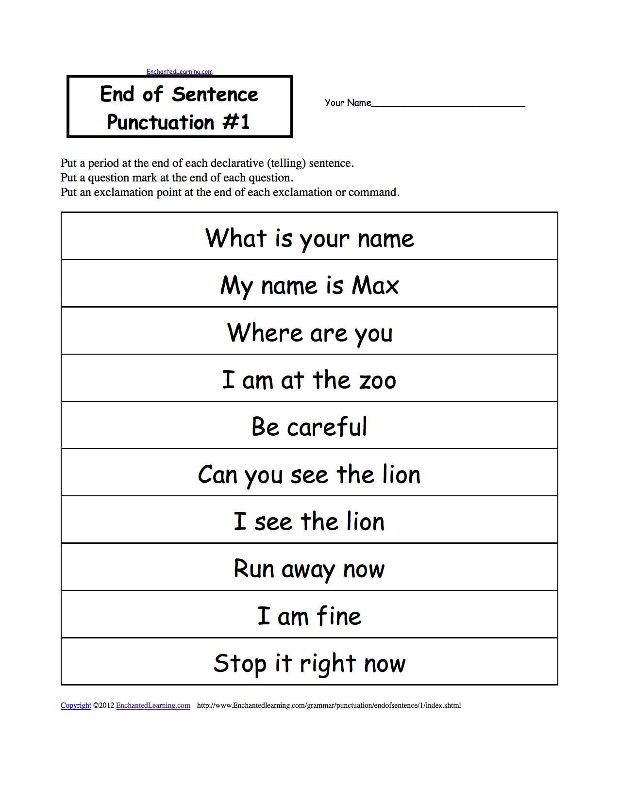 Free Sentence Scramble Worksheets Also End Of Sentence Punctuation Worksheets even Different themes and