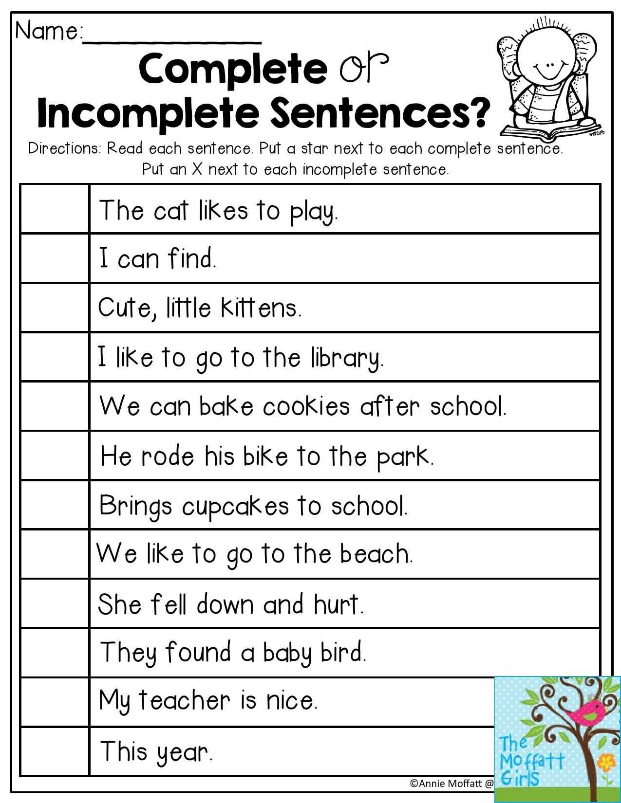 Free Sentence Scramble Worksheets and Plete or In Plete Sentences Read Each Sentence and Decide if