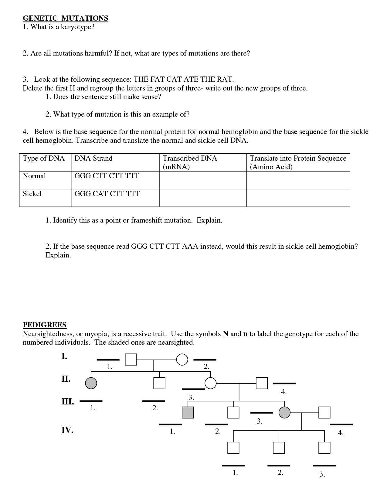 Gene Mutations Worksheet Answer Key Also Gene Mutations Worksheet Bb695d312a9b Battk