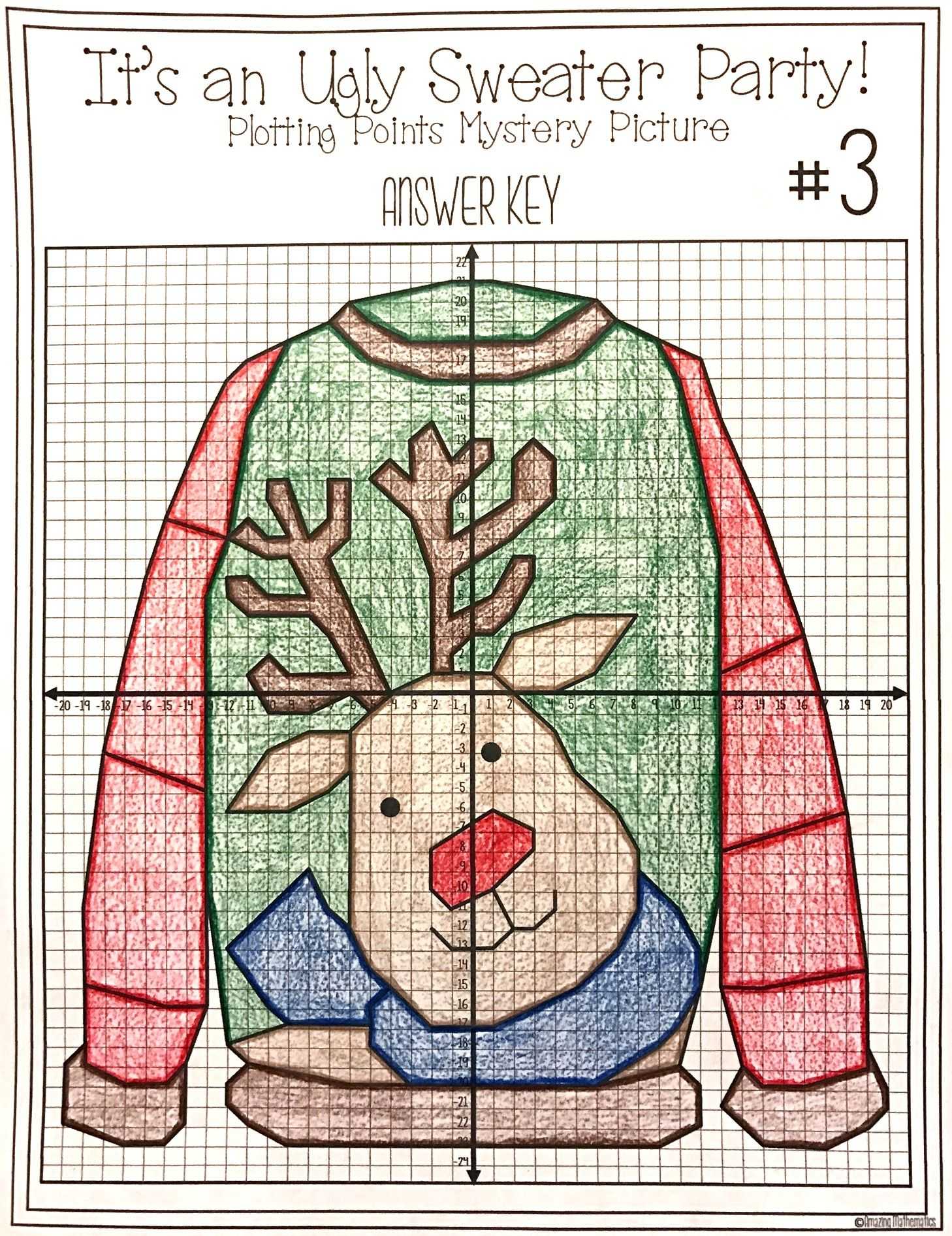Graphing Using Intercepts Worksheet Answers and Christmas Math Activity Ugly Sweaters Plotting Points Mystery
