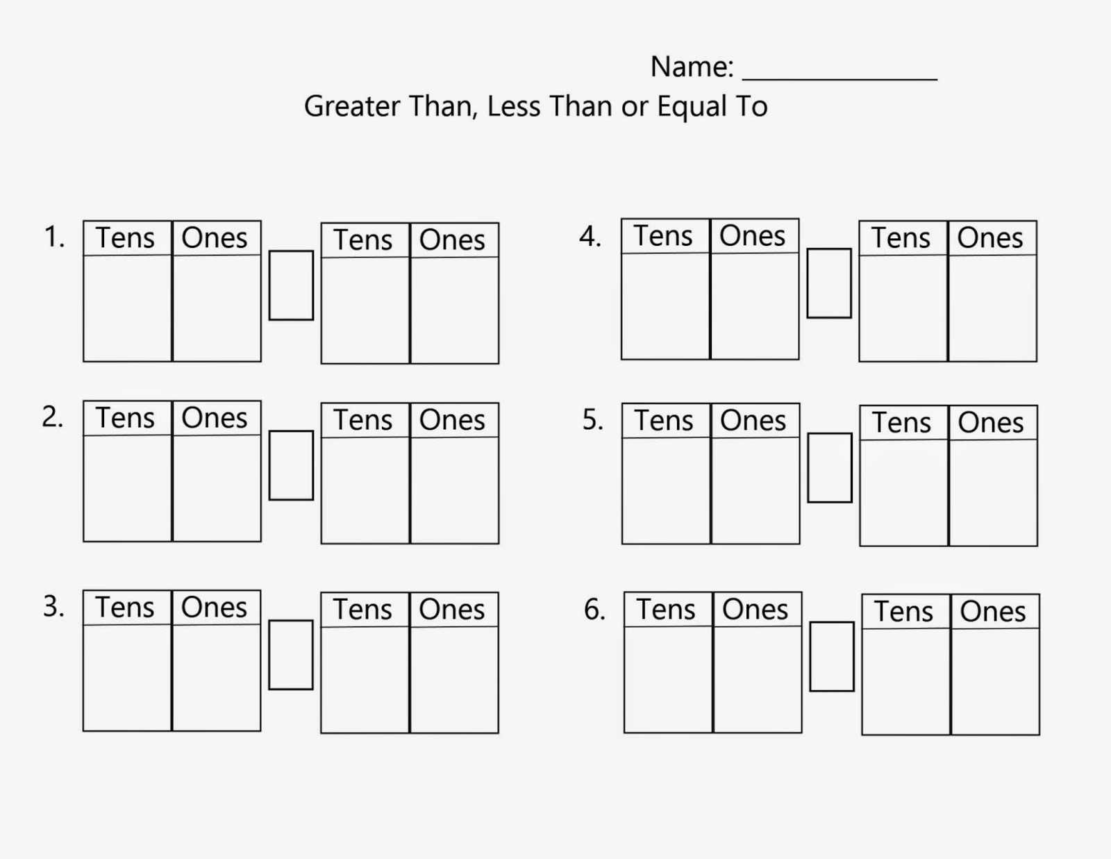 Greater Than and Less Than Worksheets Also Free First Grade Math Worksheets Greater Than Less Than Fresh First