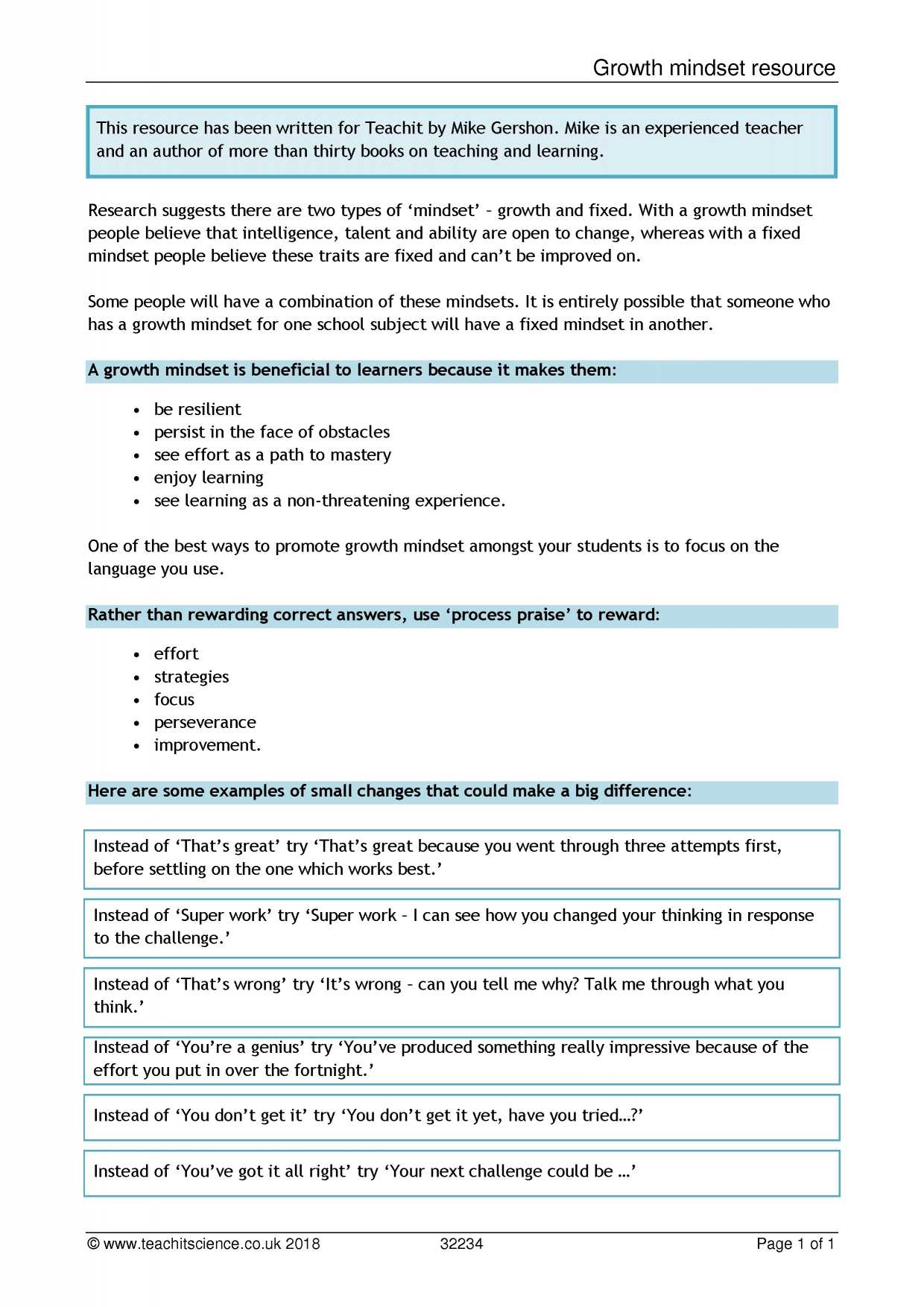 Growth Mindset Worksheet Pdf together with Ks4 Teaching Templates