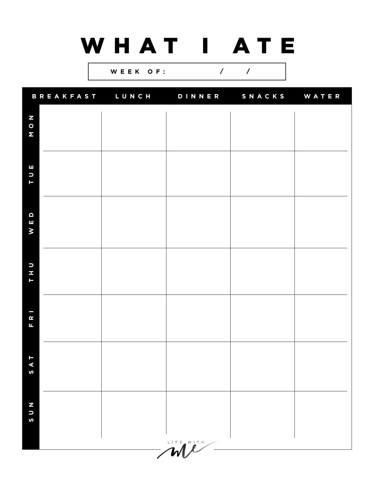 Health and Wellness Worksheets with Marianna Hewitt Free Printable Worksheet Food Log What I ate T