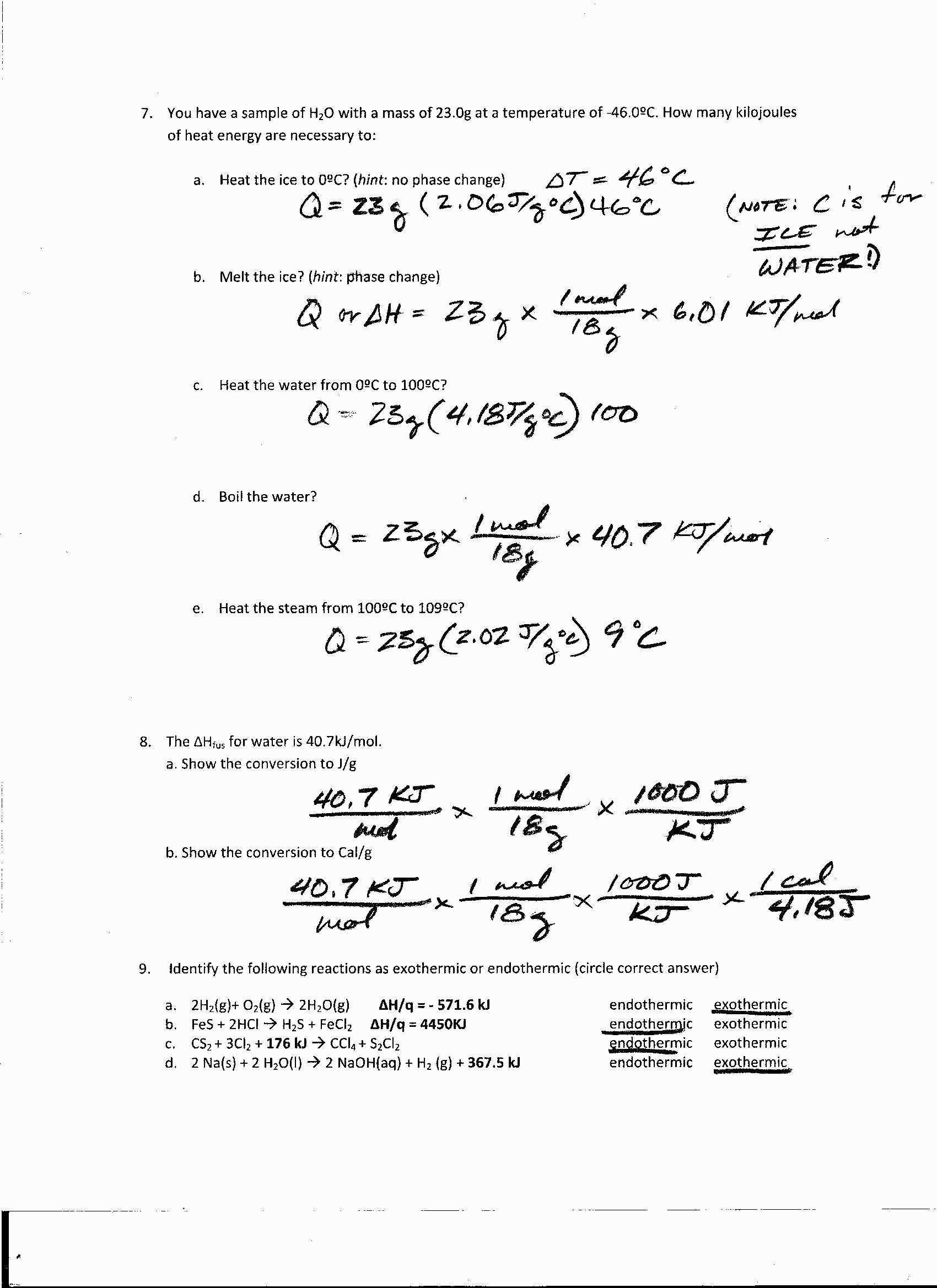 Heat Calculations Worksheet Answers as Well as 14 Lovely Worksheet Heat and Heat Calculations