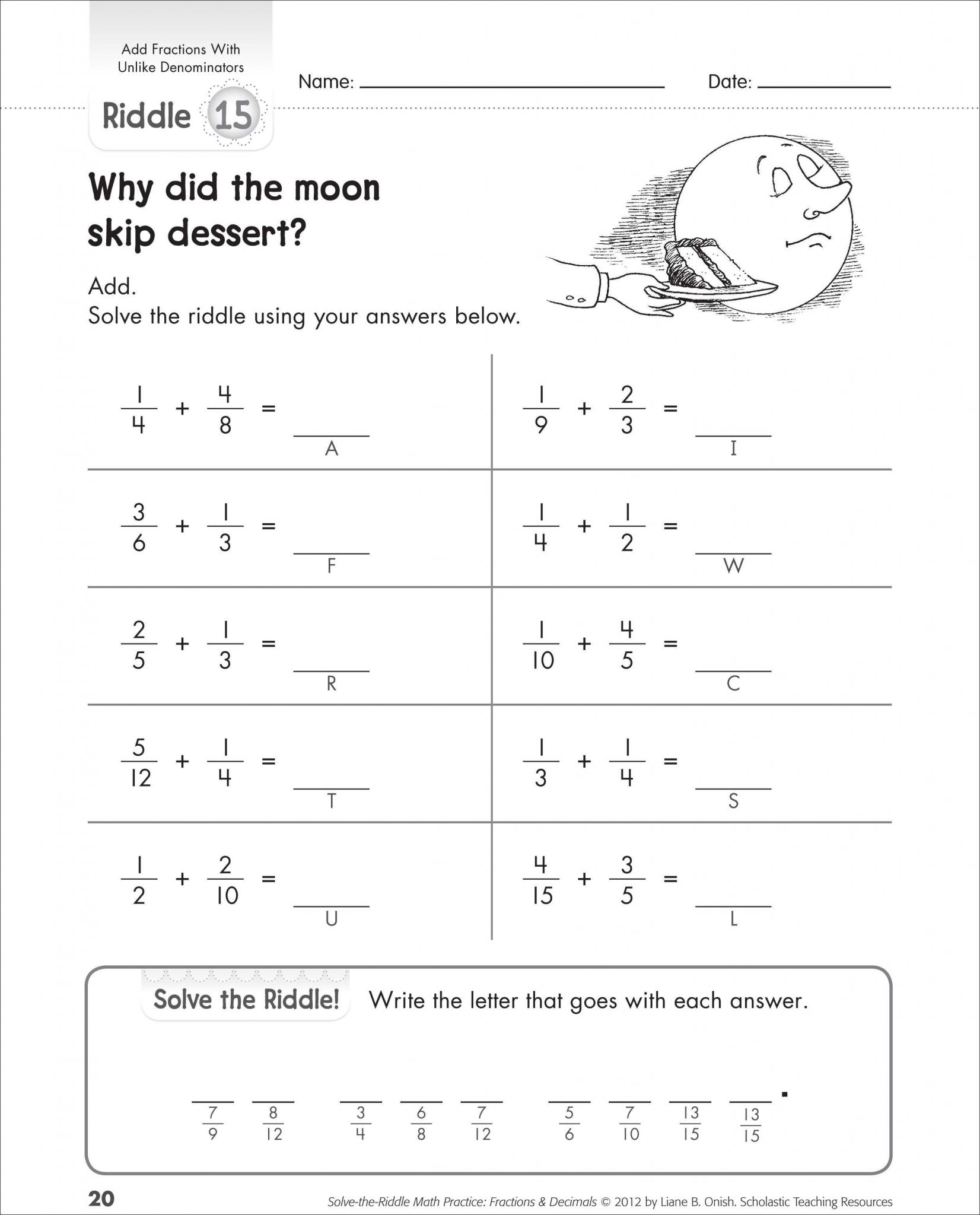 History Of Halloween Worksheet Answers with Collection Of Adding and Subtracting Fractions Riddle Worksheet