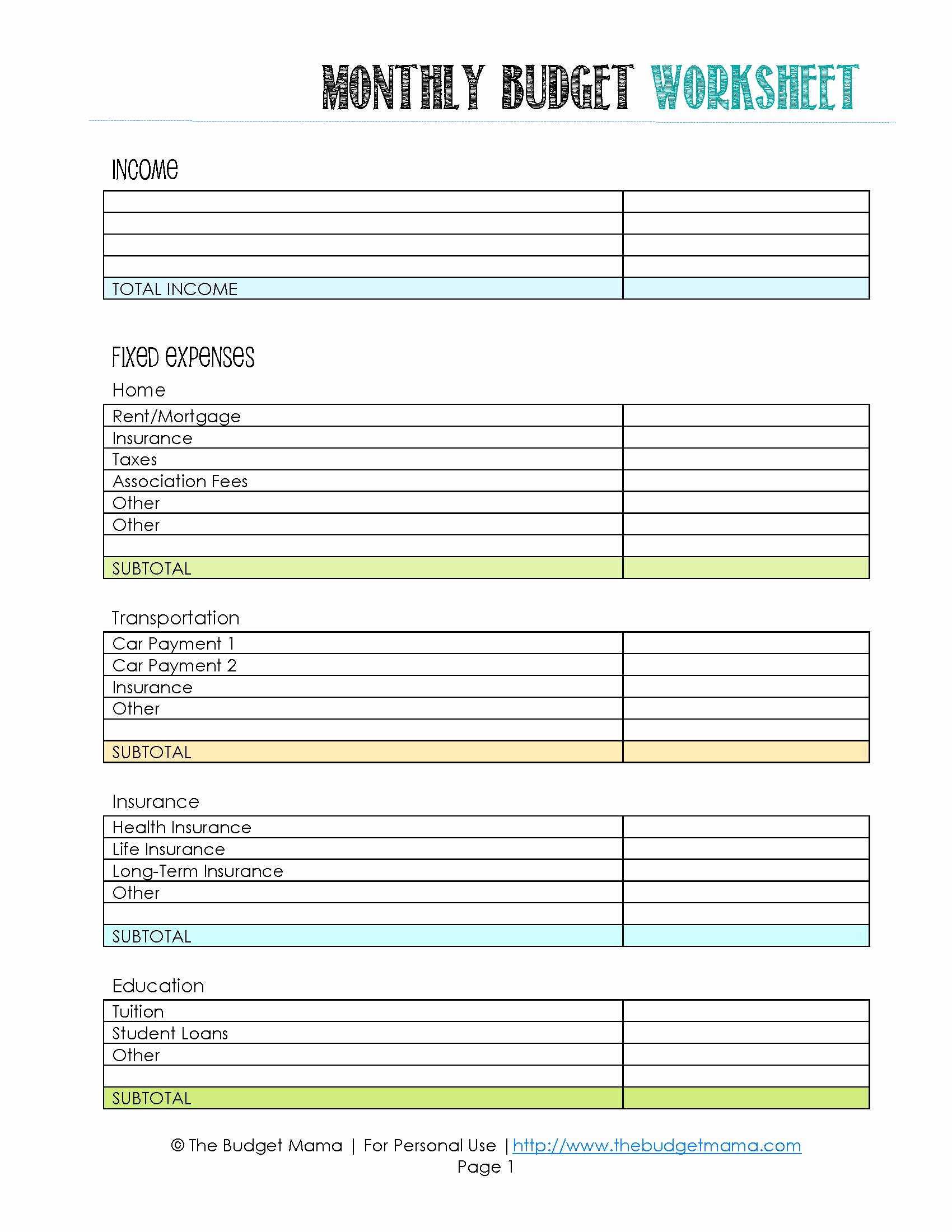 Income Calculation Worksheet for Mortgage as Well as Investment Property Spreadsheet for Simple Personal Bud Spreadsheet