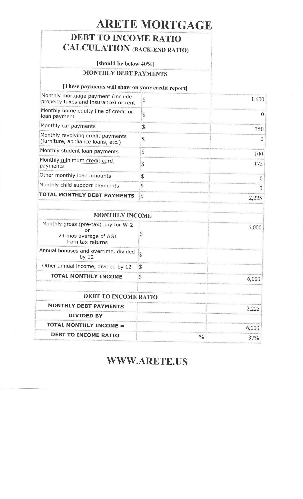 Income Calculation Worksheet for Mortgage with Free forms 2019 Mortgage Debt to In E Calculator