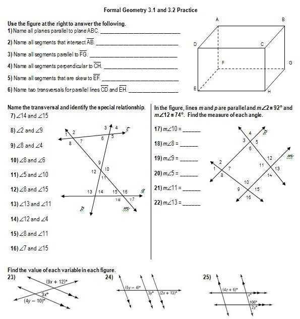 Inequalities Practice Worksheet and Geometry Transversals & Linear Equations – Insert Clever