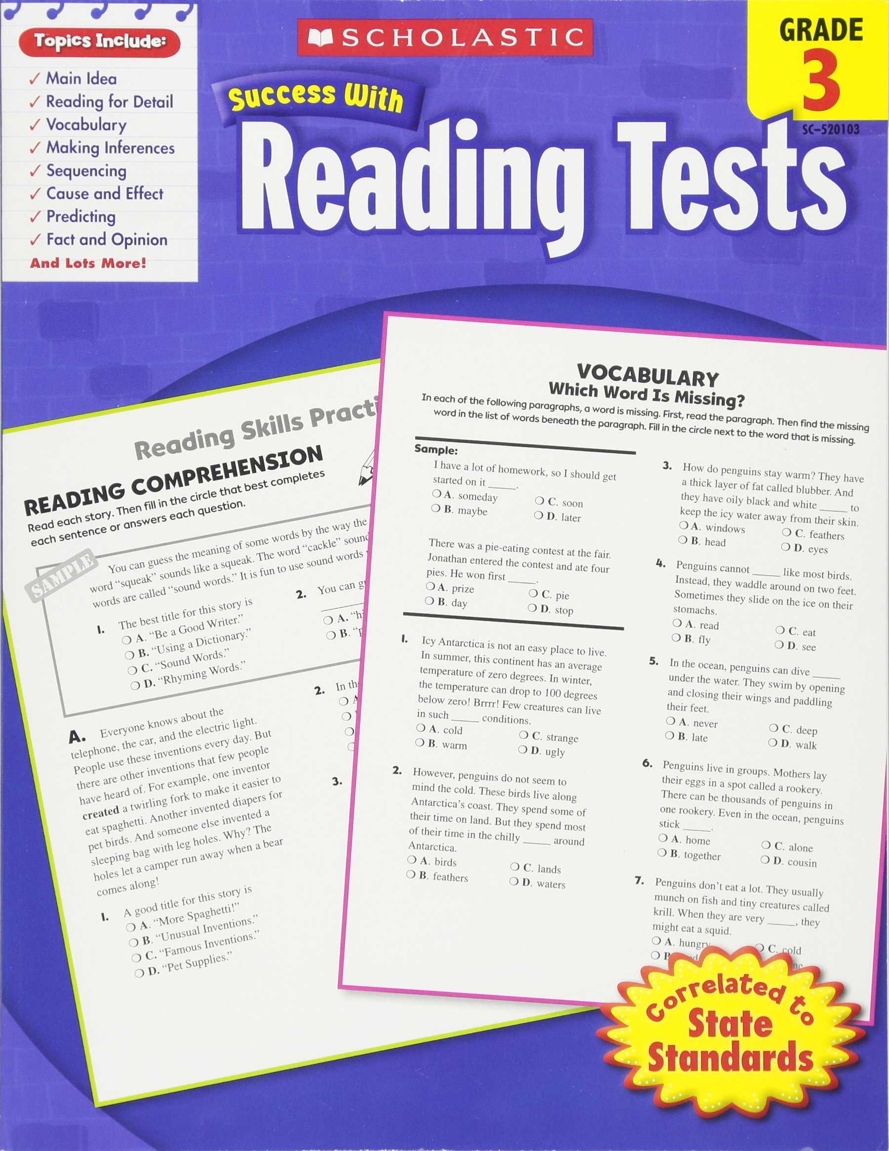 Interest Groups Worksheet Answers Also Amazon Scholastic Success with Reading Tests Grade 3