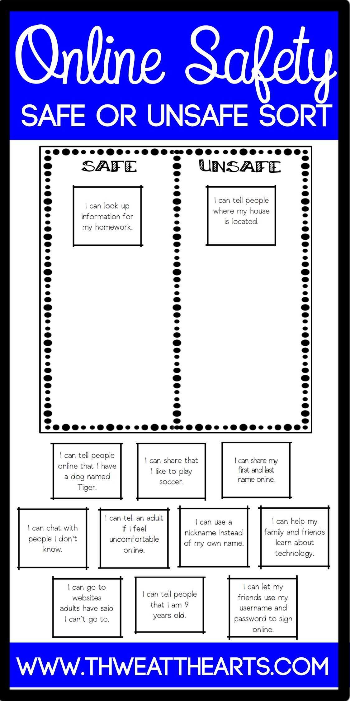 Internet Safety Worksheets for Elementary Students as Well as Line Safety Digital Footprint sort