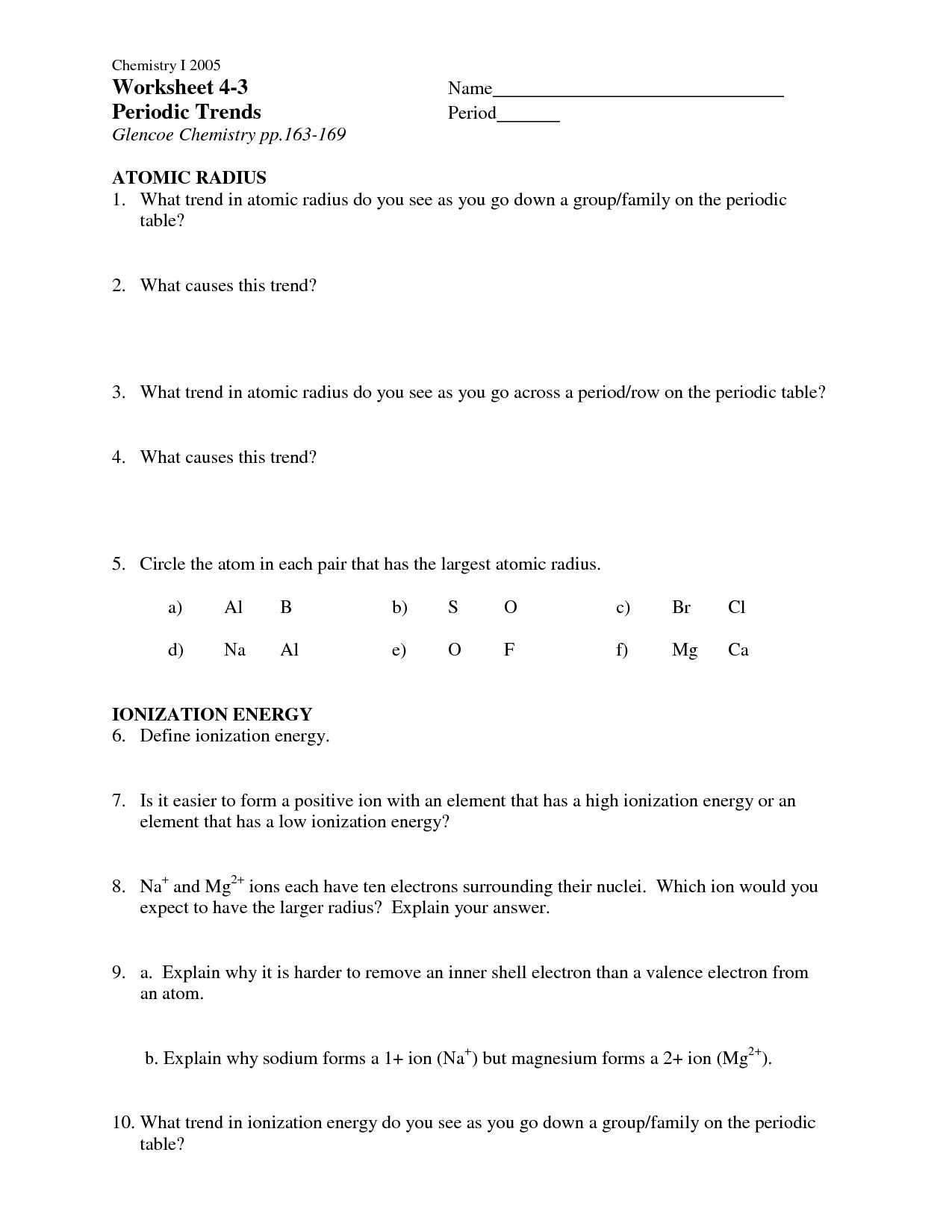 Ion Practice Set Worksheet Answers as Well as Collection Of Electron Configuration Periodic Trend Worksheet Answer
