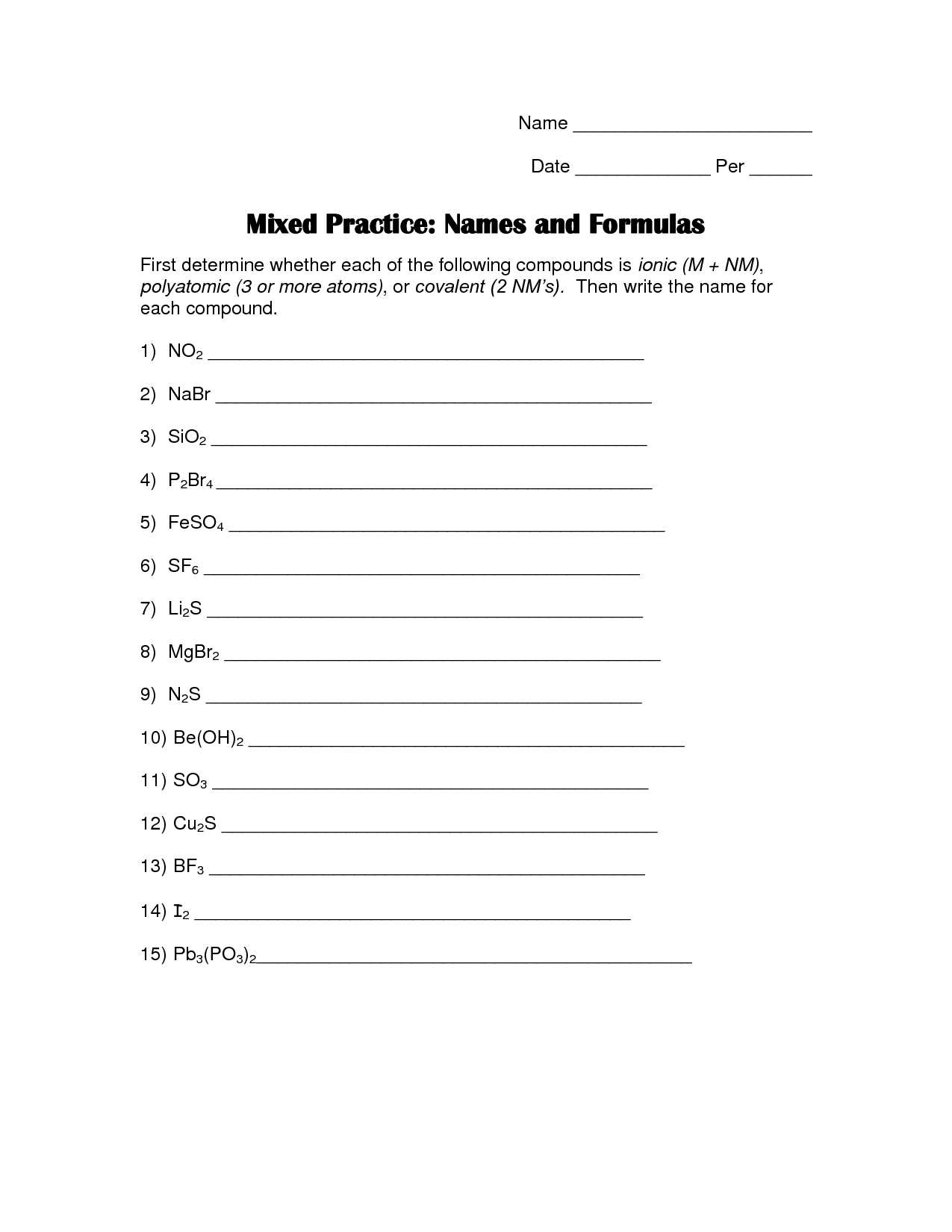 Ions and Ionic Compounds Worksheet Answer Key and Mixed Ionic Covalent Pound Naming Worksheet