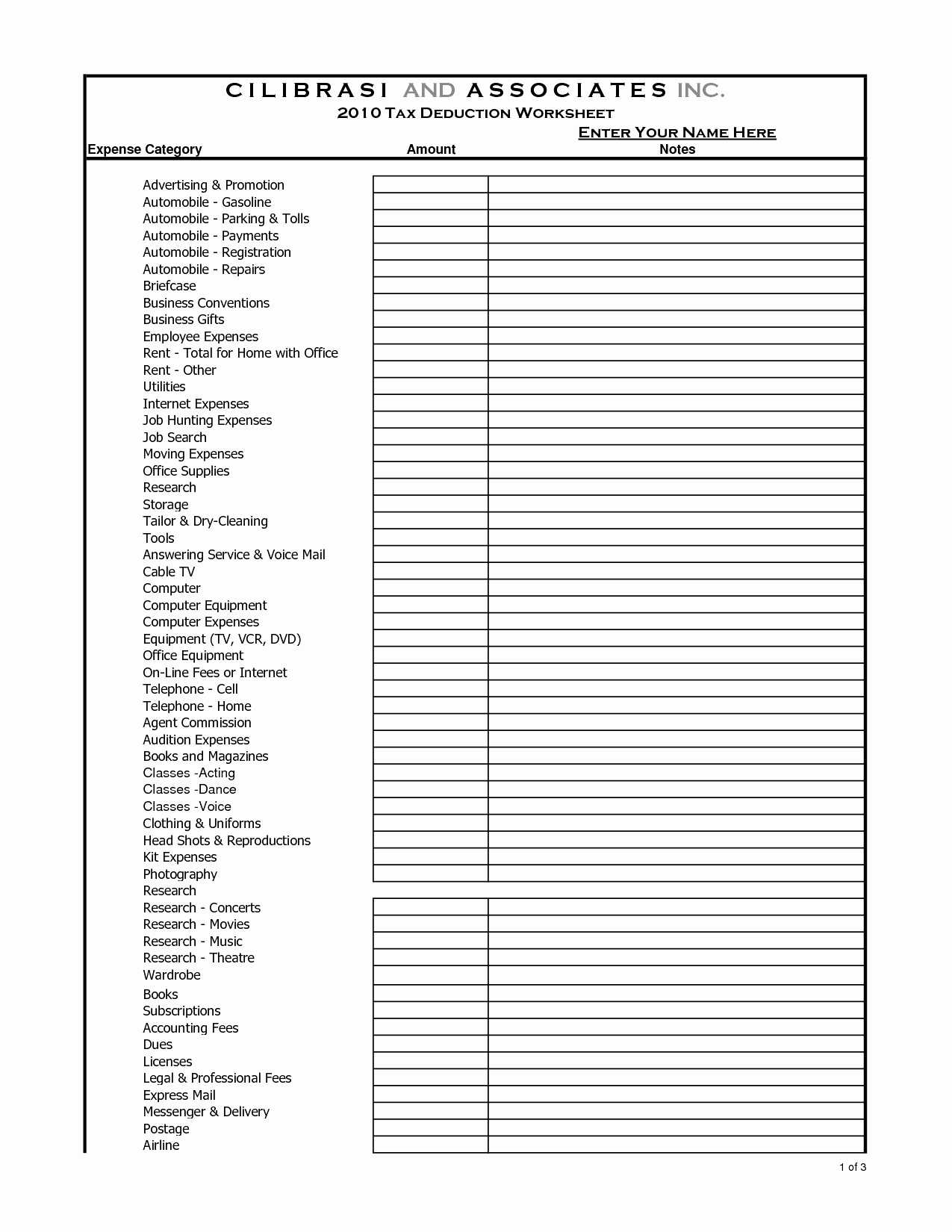 Itemized Deductions Worksheet with Student Loan Interest Deduction Worksheet Business Itemized