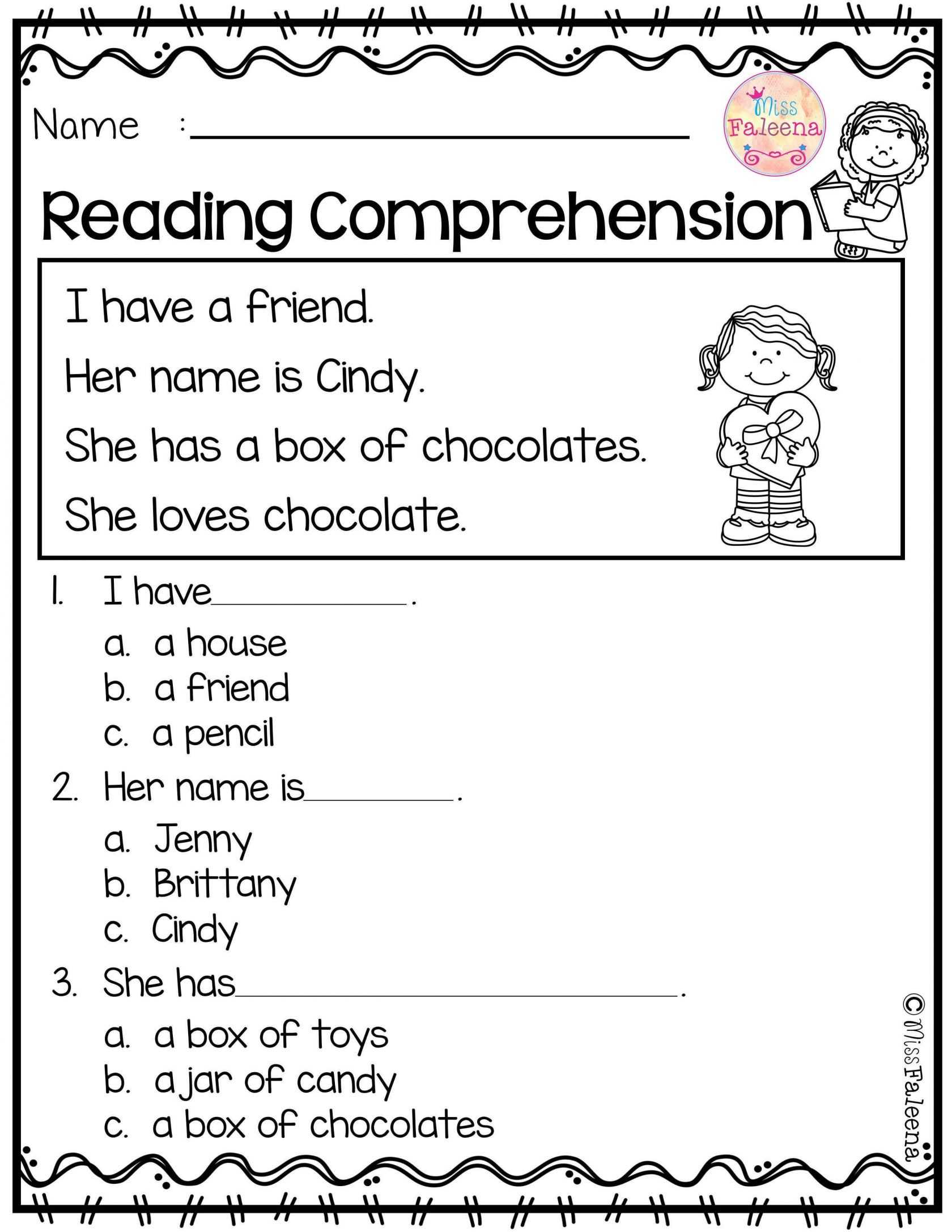 Kindergarten Reading Worksheets Pdf together with Printable Reading Prehension Worksheets for Kindergarten New