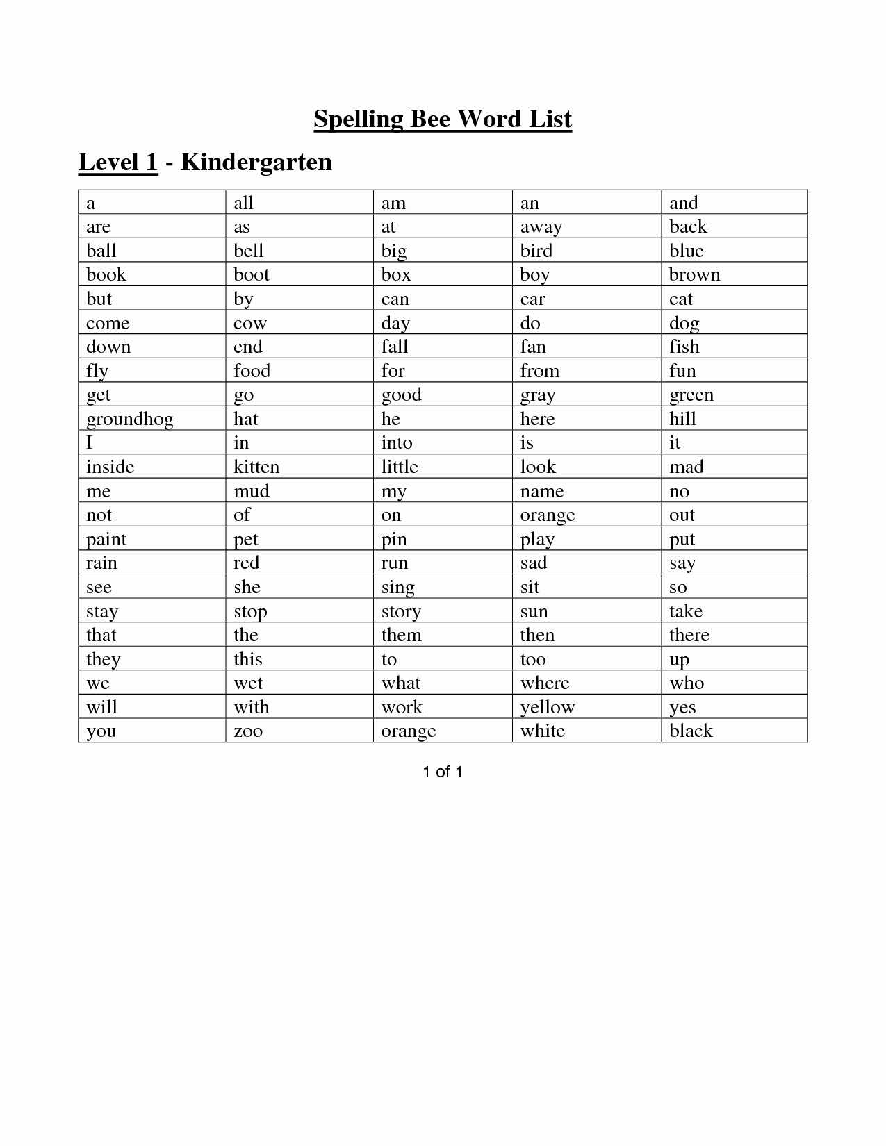 Kindergarten Spelling Worksheets Along with 30 Beautiful Kindergarten Spelling Bee Words