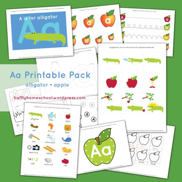 Kindergarten Word Worksheets with Aa – Alligator and Apple Printable Pack