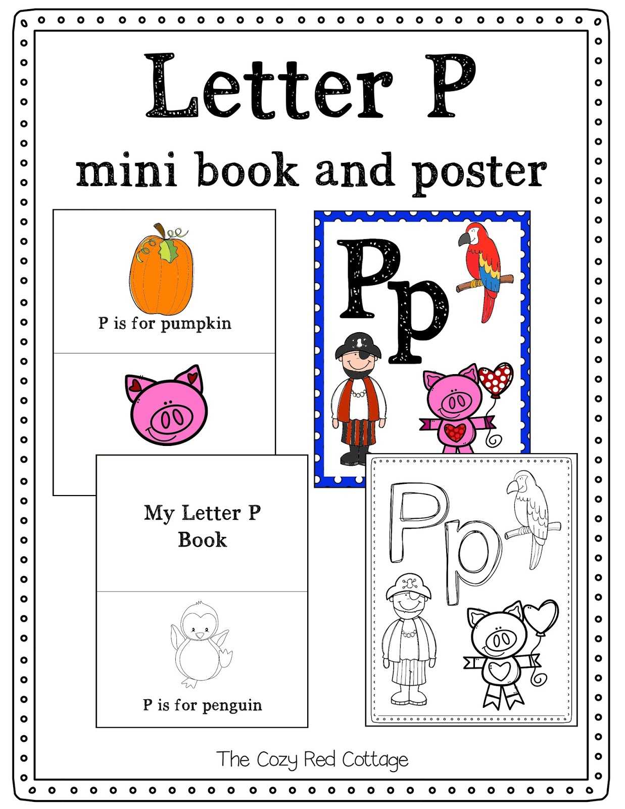 Letter P Worksheets for Preschool and the Cozy Red Cottage January 2018