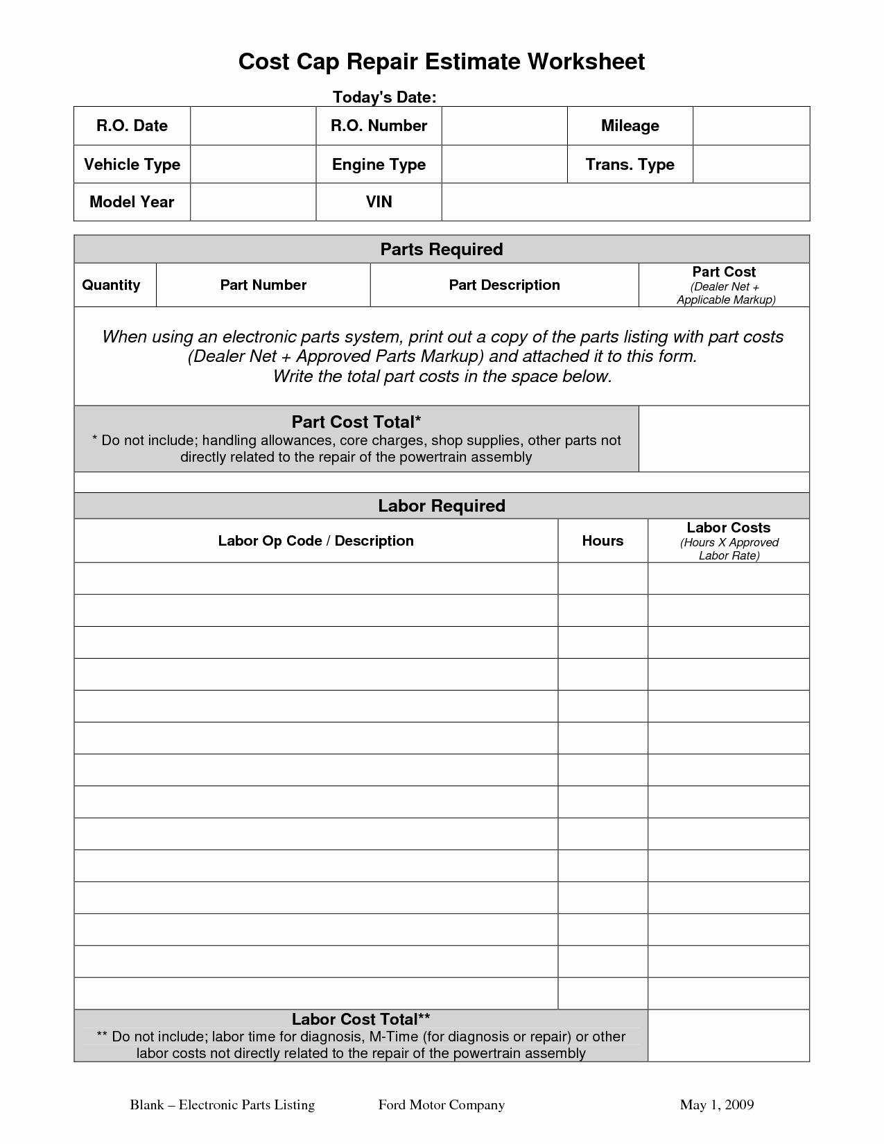 Markup and Discount Worksheet Also Auto Body Repair Estimate Template and Home Insurance Quote Sheet